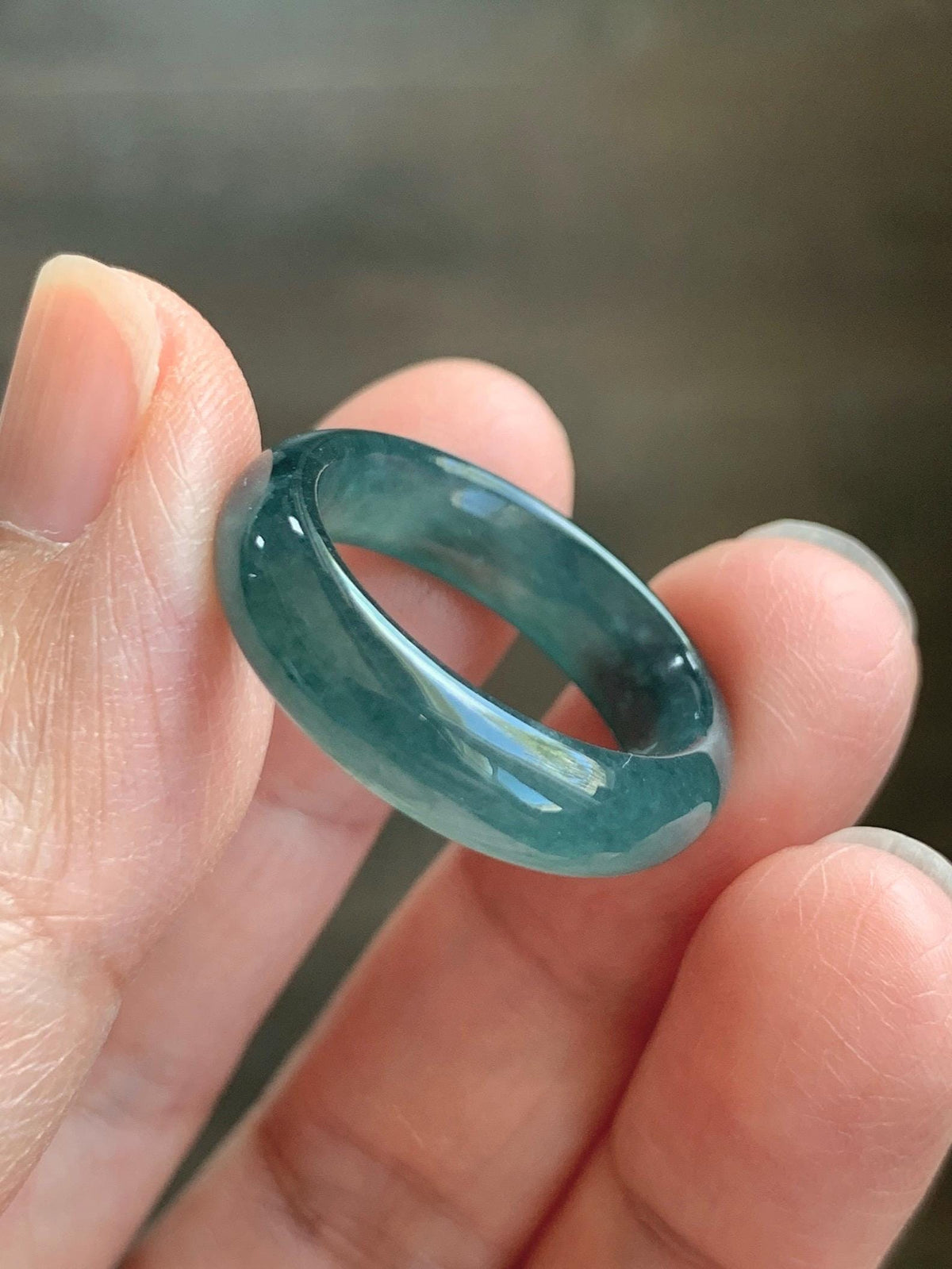 Natural Guatemalan Grade A Icy Translucent Teal Blue Jade Jadeite Jieyang Band Ring Comfort Fit Size 8 US 5g 天然冰胶危蓝翡翠揭阳工戒圈 WJY420B