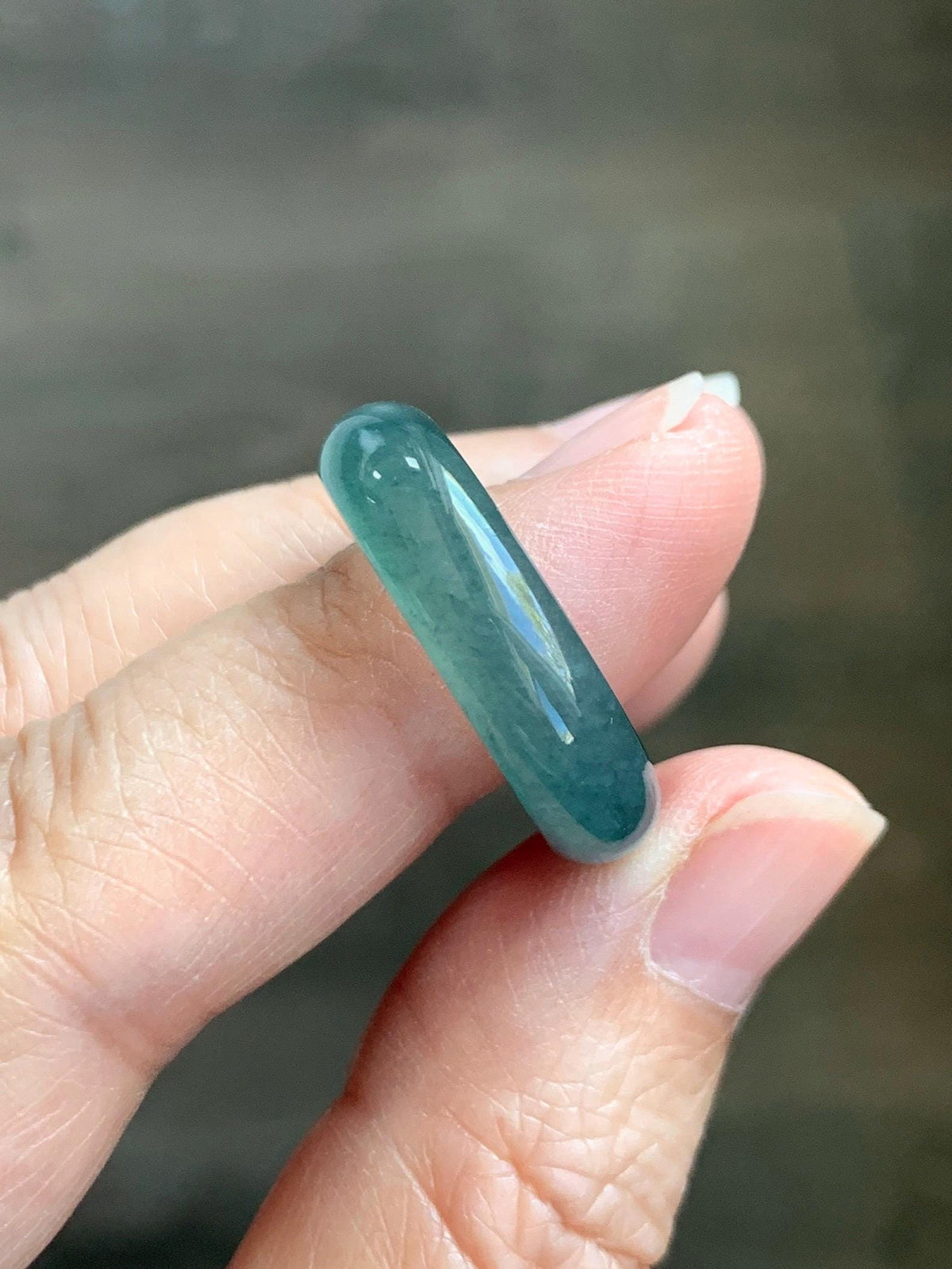 Natural Guatemalan Grade A Icy Translucent Teal Blue Jade Jadeite Jieyang Band Ring Comfort Fit Size 8 US 5g 天然冰胶危蓝翡翠揭阳工戒圈 WJY420B