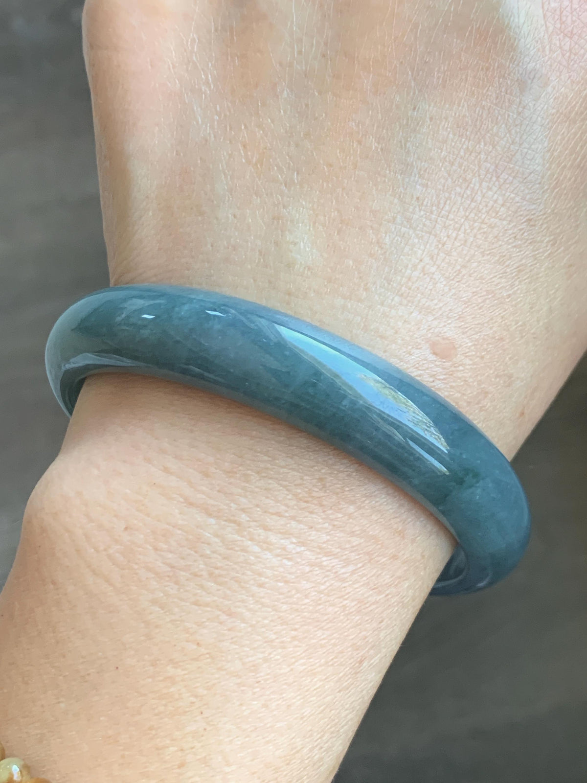 Certified Natural Grade A Guatemalan Icy Dusty Teal Blue & Green Marbled Jade Jadeite Wide Bangle Bracelet 58.3mm 7.2” 46g 天然冰危蓝飘绿翡翠正圈手镯 939