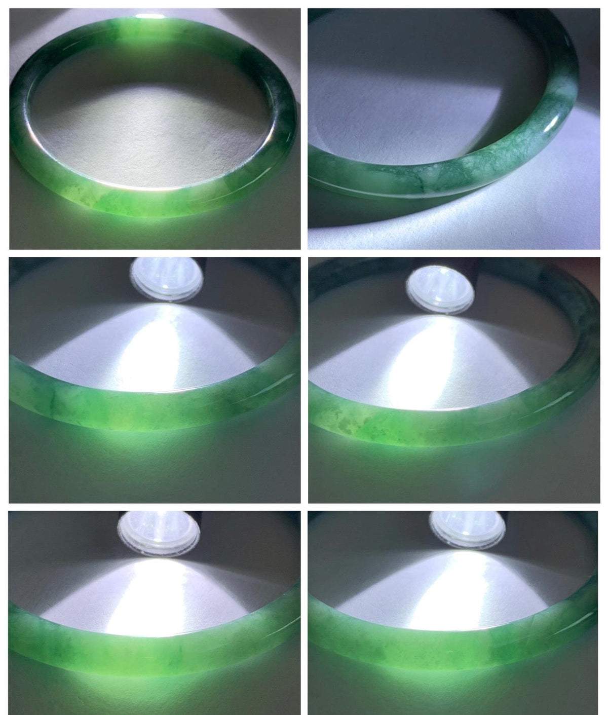 Certified Natural Grade A Guatemalan Icy Translucent Dark Dusty Teal Green Jade Jadeite Bangle Bracelet 59.83mm 7.4” 23g 天然冰危深蓝绿翡翠圆条手镯 937