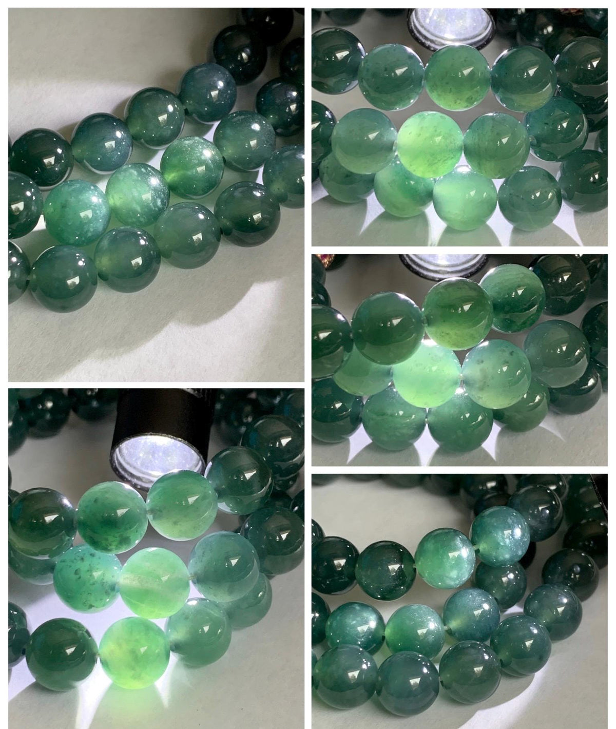 Natural Grade A Guatemalan Icy Translucent Dark Teal Blue Jade Jadeite Beaded Necklace 9.7mm 23.7” 101g 天然冰胶危深蓝绿翡翠大卡圆珠项链 WSC440