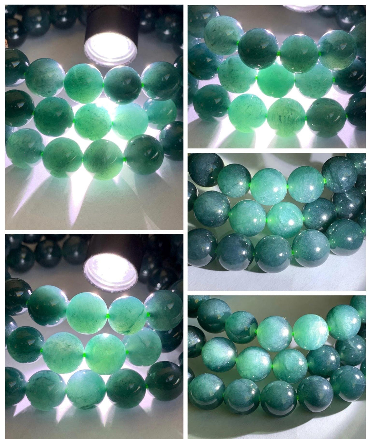 Natural Grade A Guatemalan Icy Translucent Dark Aegean Blue Jade Jadeite Beaded Necklace 9.8mm 26” 111g 天然冰危深牛仔蓝翡翠大卡圆珠项链 WNZ550A