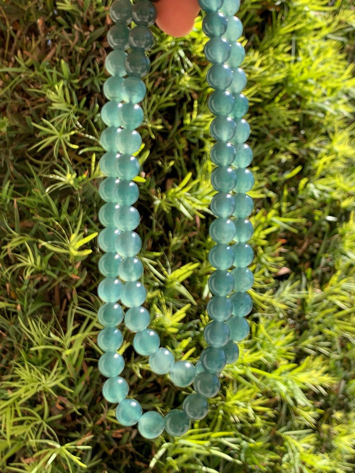 Certified Natural Grade A Guatemalan Icy Highly Translucent Dark Teal Green Jade Jadeite Beaded Necklace 7.6mm 22.75” 61g 天然冰胶危蓝绿翡翠圆珠项链 958