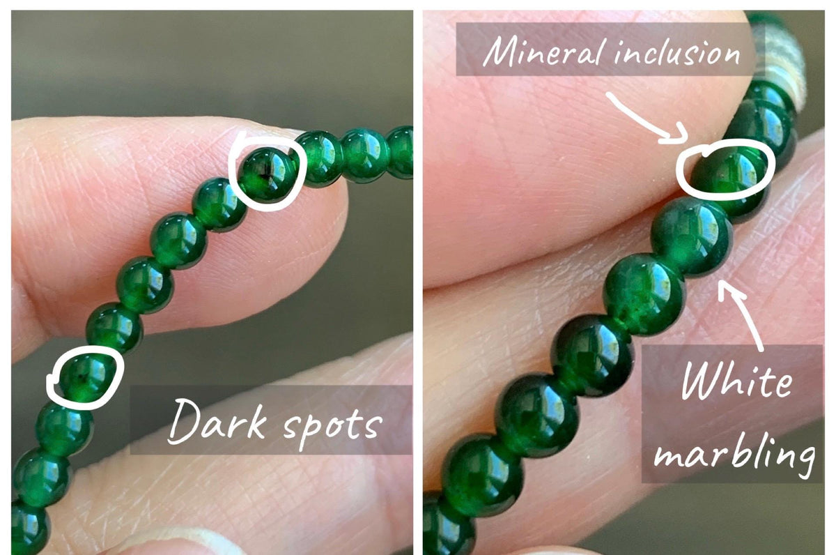 Natural Grade A Guatemalan Icy Translucent Rich Green Jade Jadeite Petite Beads Beaded Bracelet 7.25” 3.8mm 5g 天然冰危浓绿翡翠小卡圆珠手串 WLX380A