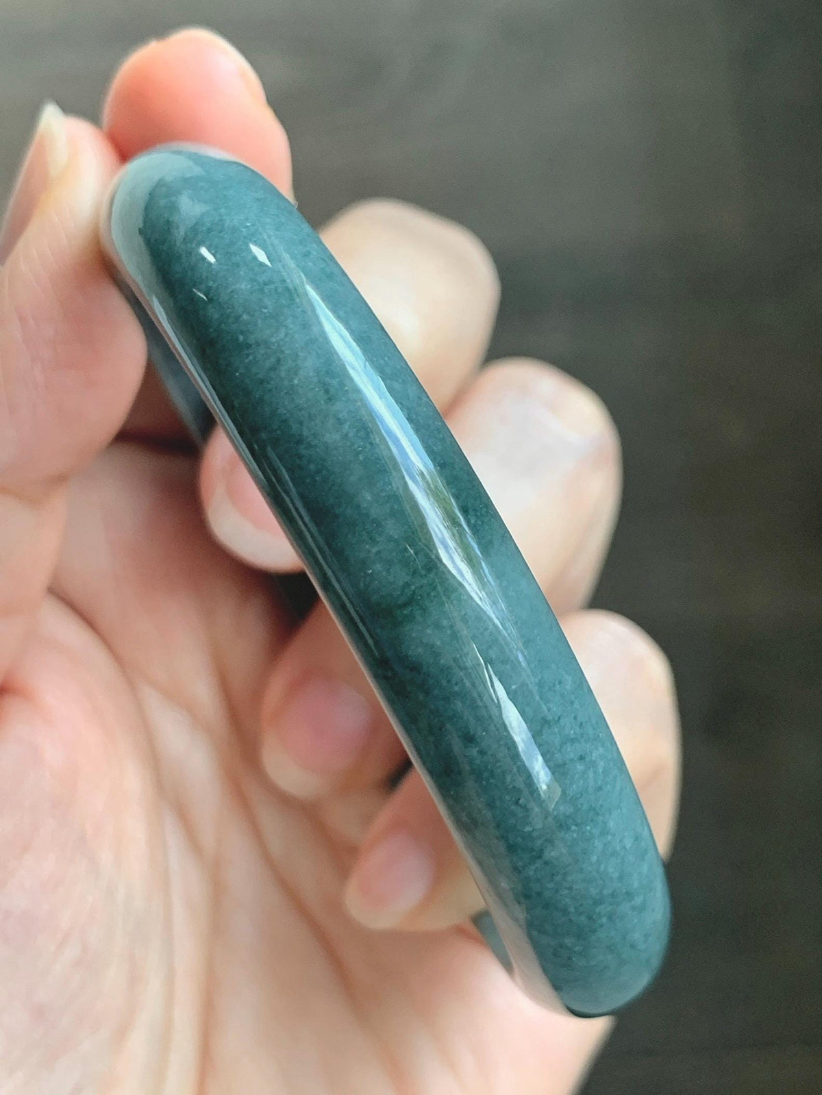 Certified Natural Grade A Guatemalan Icy Translucent Dusty Teal Blue Jade Jadeite Wide Bangle Bracelet 60.7mm 7.5" 46g 天然危蓝糯种翡翠正圈手镯 940