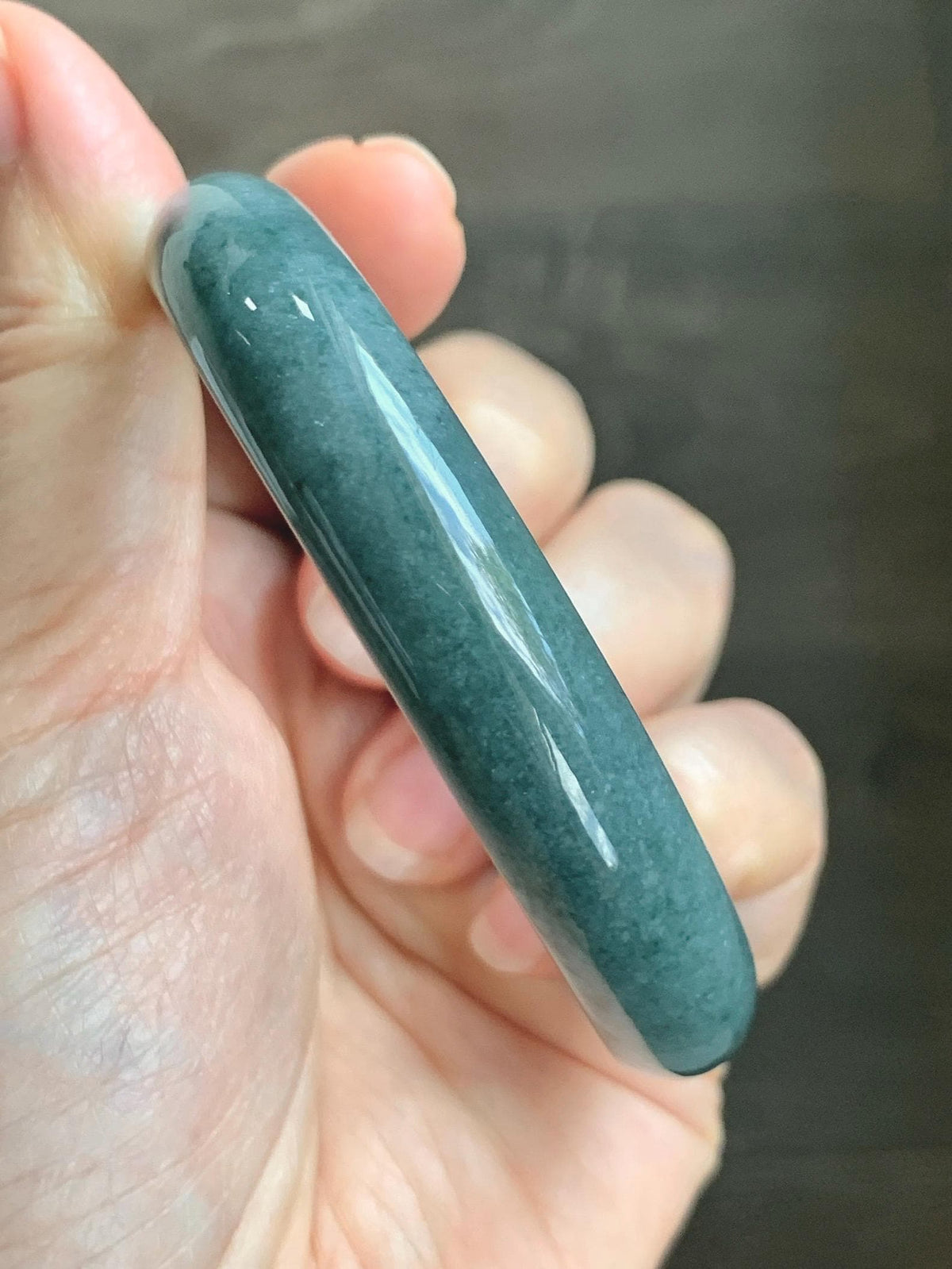 Certified Natural Grade A Guatemalan Icy Translucent Dusty Teal Blue Jade Jadeite Wide Bangle Bracelet 60.7mm 7.5" 46g 天然危蓝糯种翡翠正圈手镯 940