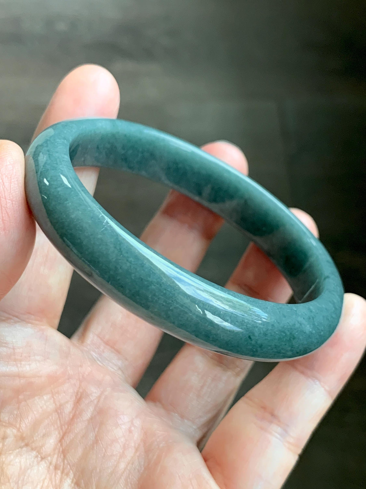 Certified Natural Grade A Guatemalan Icy Translucent Dusty Teal Blue Jade Jadeite Wide Bangle Bracelet 58.33mm 7.2” 45g 天然危蓝糯种翡翠正圈手镯 941