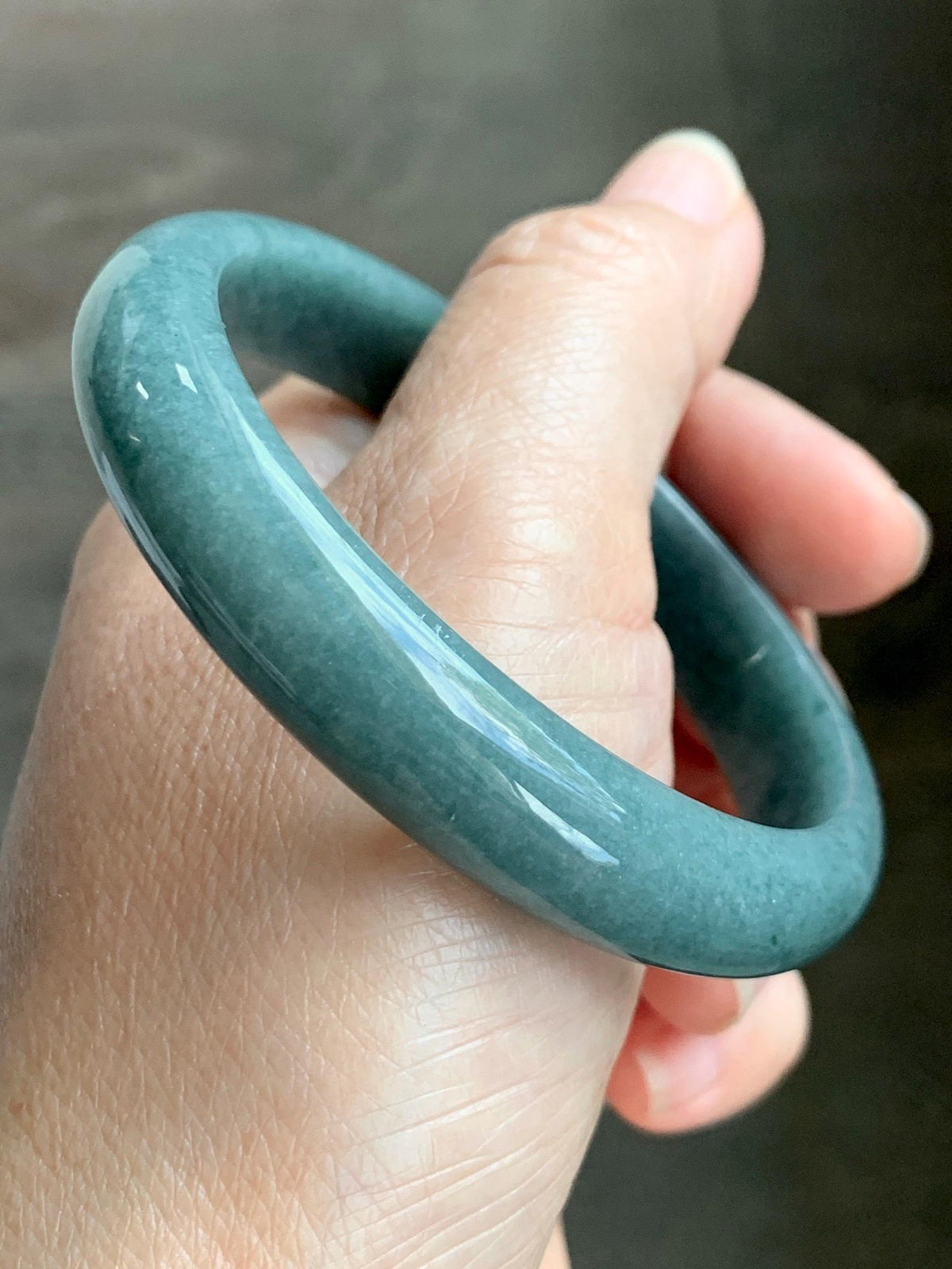 Certified Natural Grade A Guatemalan Icy Translucent Dusty Teal Blue Jade Jadeite Wide Bangle Bracelet 58.33mm 7.2” 45g 天然危蓝糯种翡翠正圈手镯 941