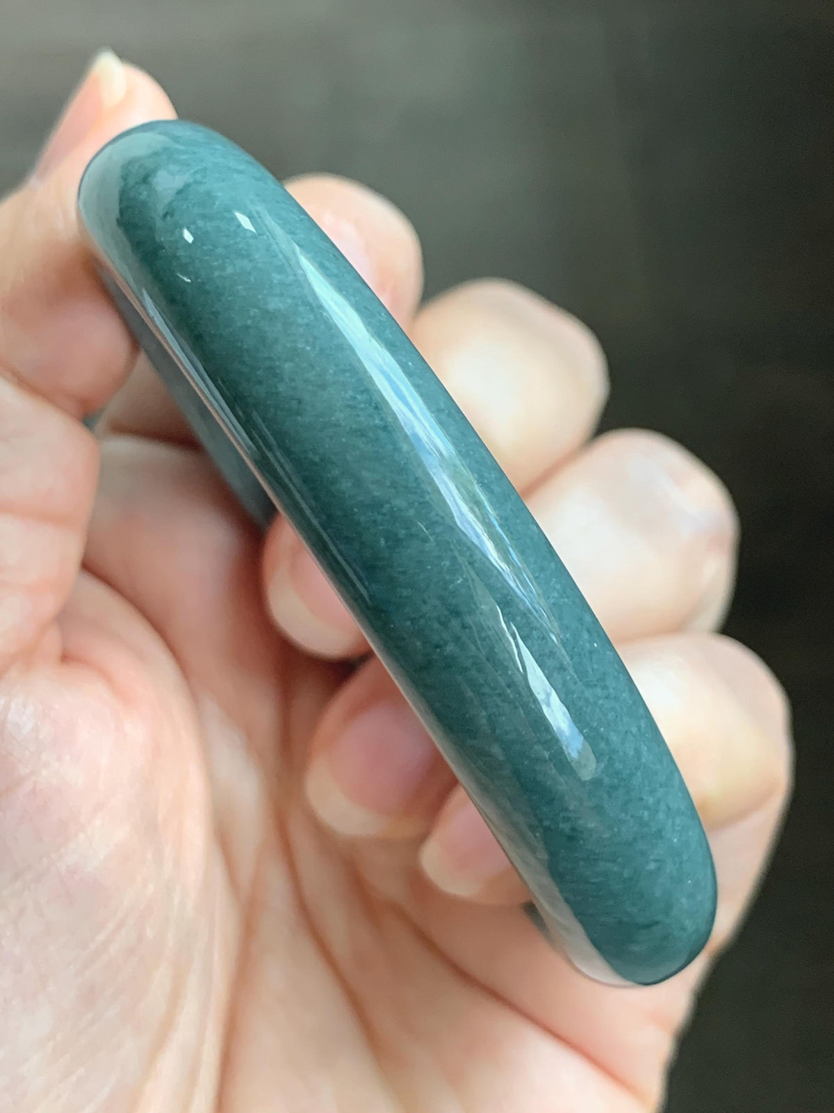 Certified Natural Grade A Guatemalan Icy Translucent Dusty Teal Blue Jade Jadeite Wide Bangle Bracelet 58.33mm 7.2” 45g 天然危蓝糯种翡翠正圈手镯 941