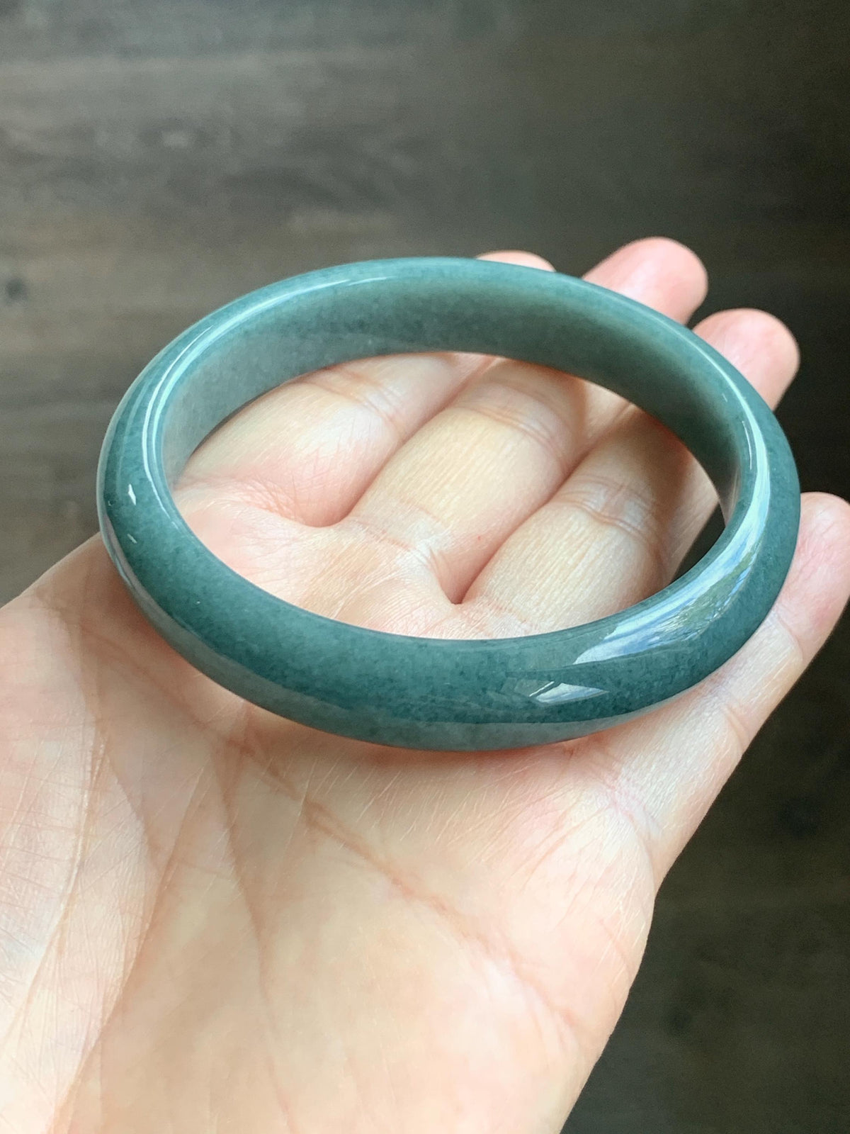 Certified Natural Grade A Guatemalan Icy Translucent Dusty Teal Blue Jade Jadeite Wide Bangle Bracelet 58.33mm 7.2” 45g 天然危蓝糯种翡翠正圈手镯 941