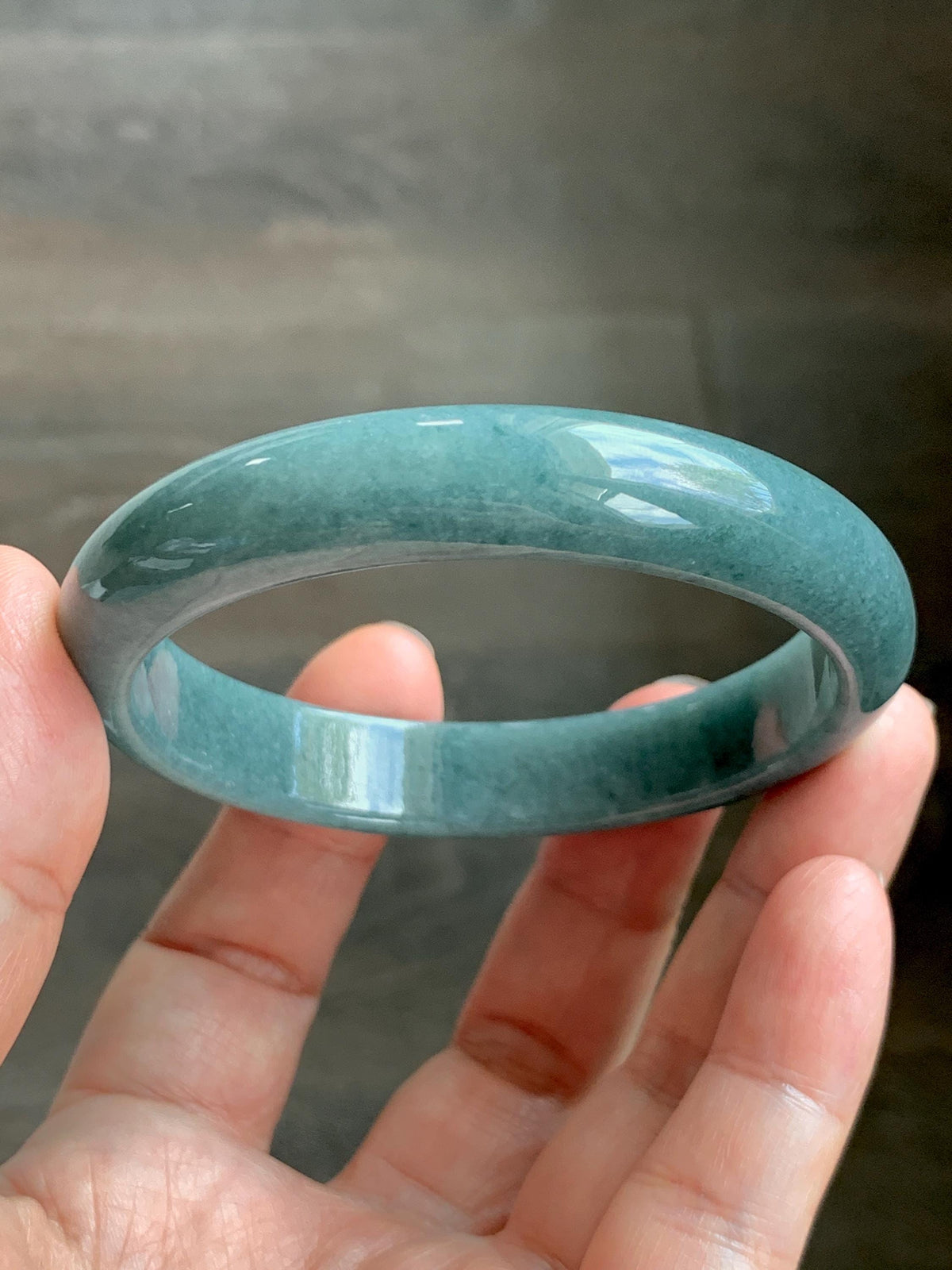 Certified Natural Grade A Guatemalan Icy Translucent Dusty Teal Blue Jade Jadeite Wide Bangle Bracelet 58.33mm 7.2” 45g 天然危蓝糯种翡翠正圈手镯 941