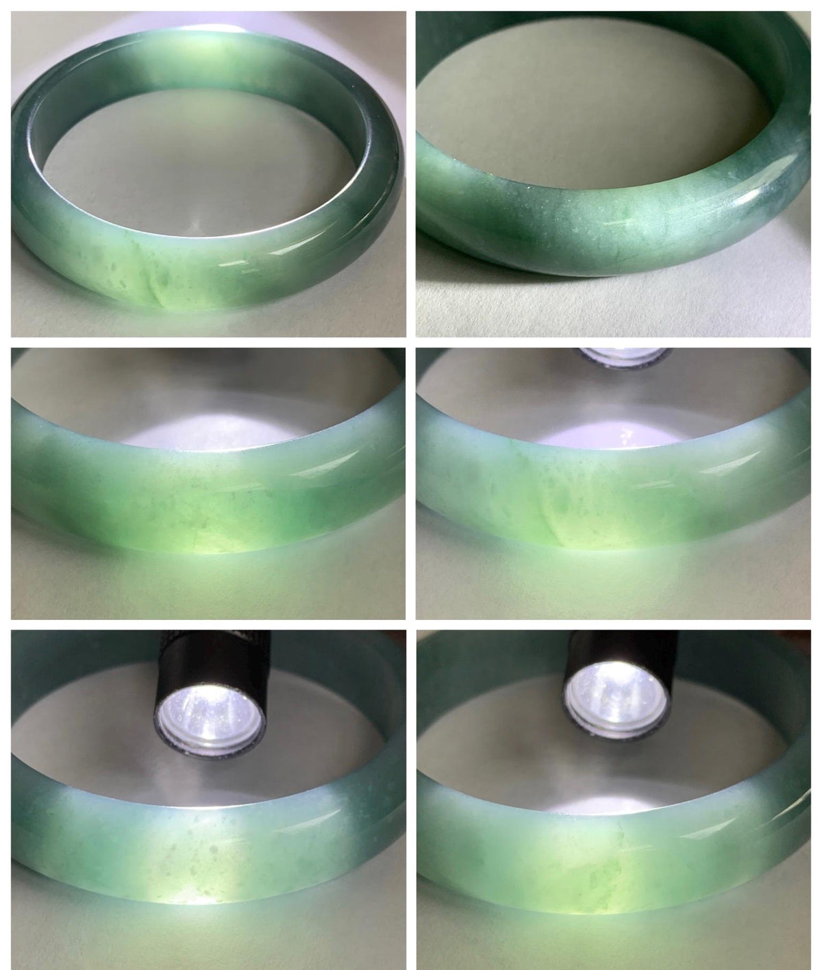 Certified Natural Grade A Guatemalan Icy Translucent Dusty Teal Jade Jadeite Wide Bangle Bracelet 57.13mm 7” 50.3g 天然冰危蓝翡翠正圈手镯 938