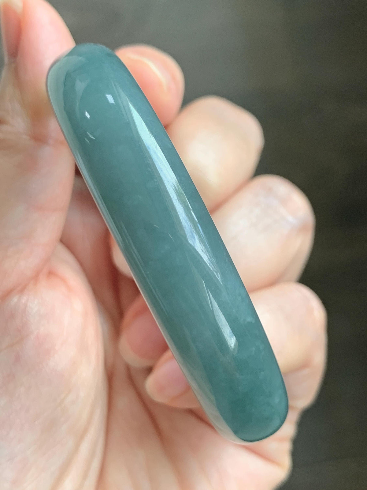 Certified Natural Grade A Guatemalan Icy Translucent Dusty Teal Jade Jadeite Wide Bangle Bracelet 57.13mm 7” 50.3g 天然冰危蓝翡翠正圈手镯 938