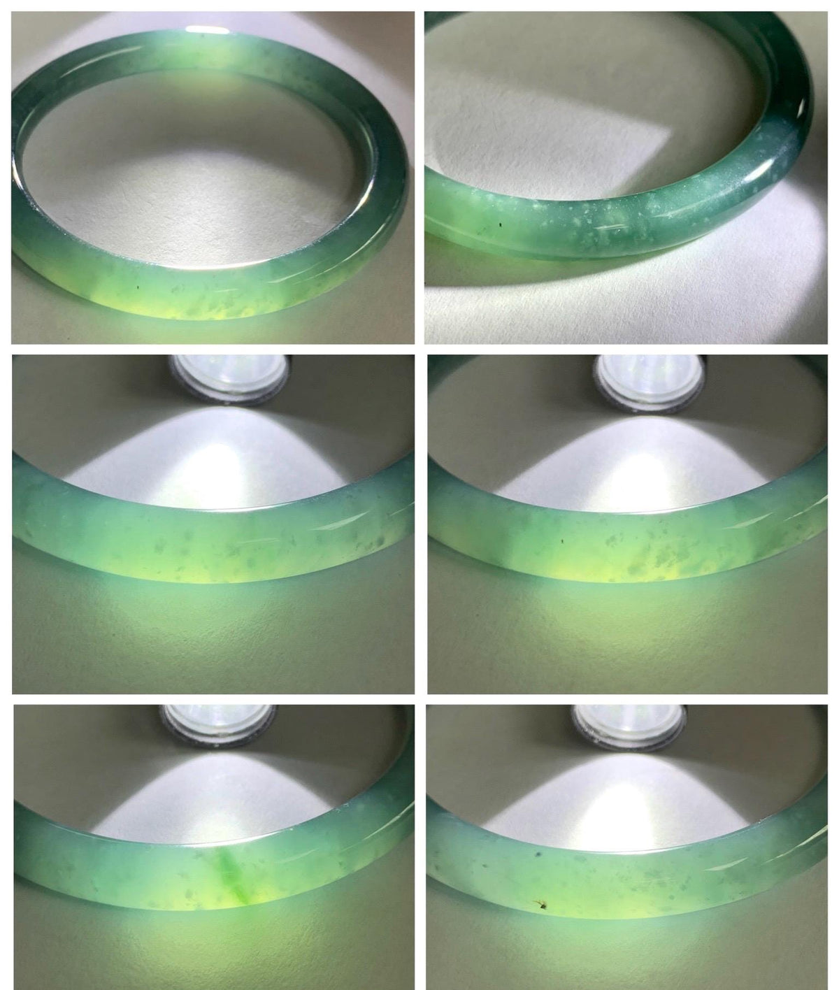 Certified Natural Grade A Guatemalan Icy Translucent Dusty Teal Green Jade Jadeite Bangle Bracelet 56mm 6.93” 27g 天然冰危蓝绿翡翠圆条手镯 950