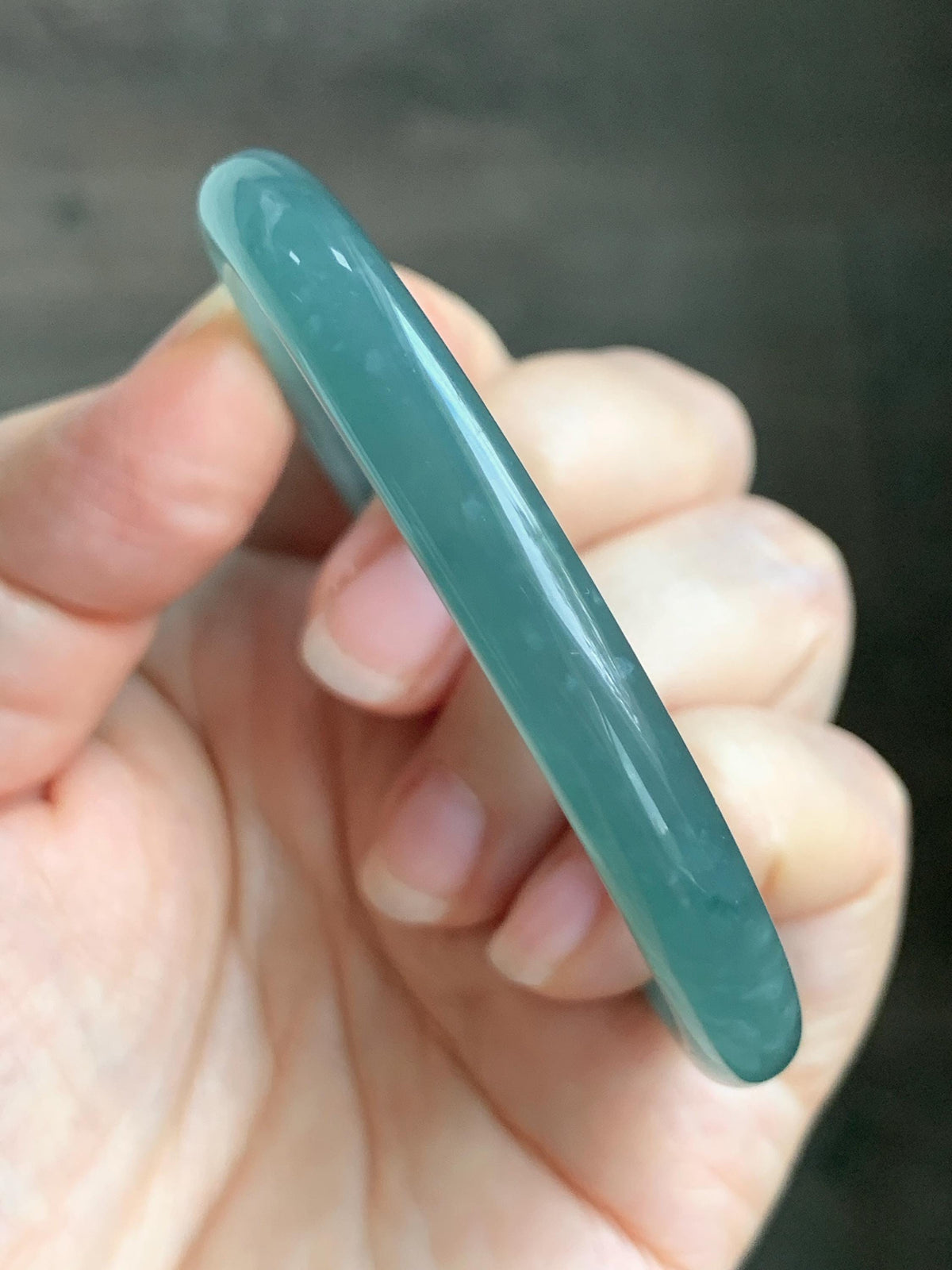 Certified Natural Grade A Guatemalan Icy Translucent Dusty Teal Green Jade Jadeite Bangle Bracelet 56mm 6.93” 27g 天然冰危蓝绿翡翠圆条手镯 950
