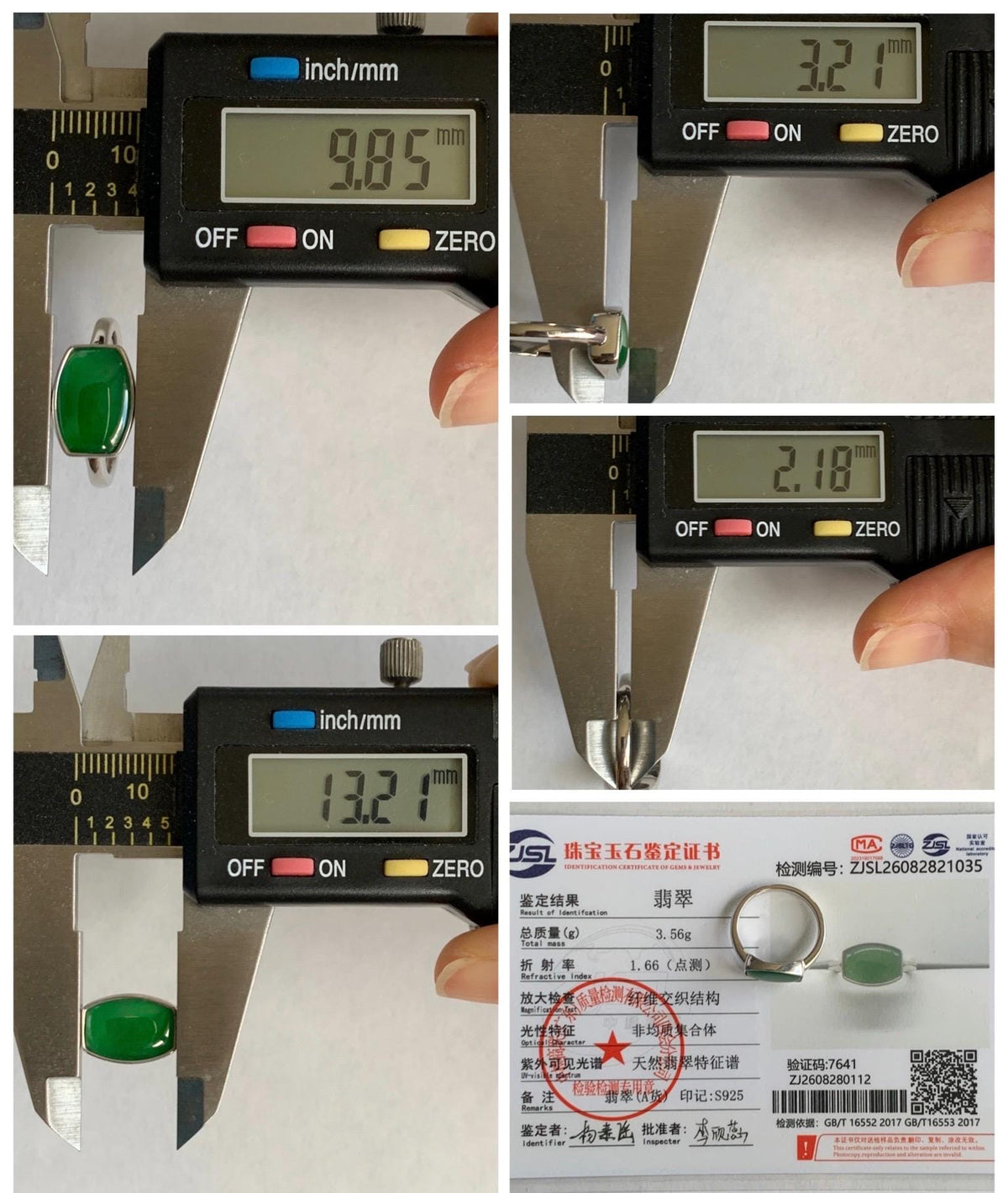 Certified Natural Grade A Guatemalan Icy Translucent Vibrant Green Jade Jadeite Ring Sterling Silver 3.56g size 7.25 US 天然冰危绿翡翠镶嵌戒指 1035