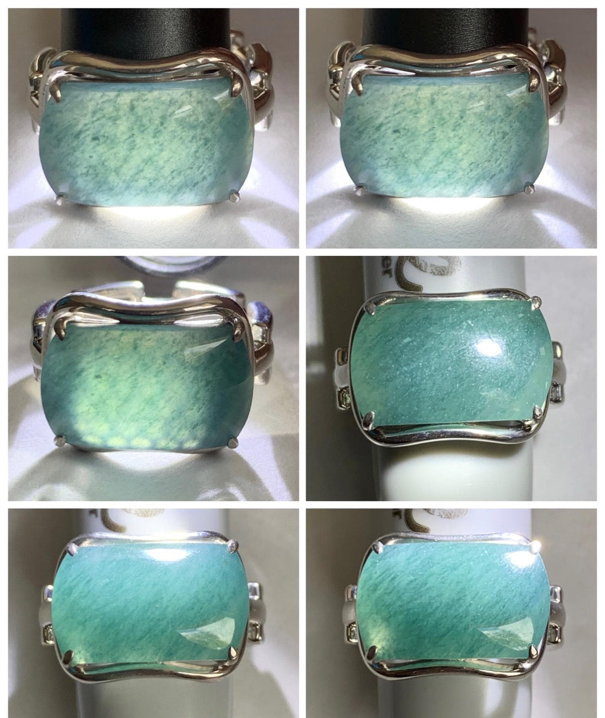 Certified Natural Grade A Guatemalan Icy Dusty Blueberry Blue Jade Jadeite Saddle Ring Sterling Silver Size 7.5 US 7.9g 天然冰危蓝莓翡翠马鞍戒指 1040