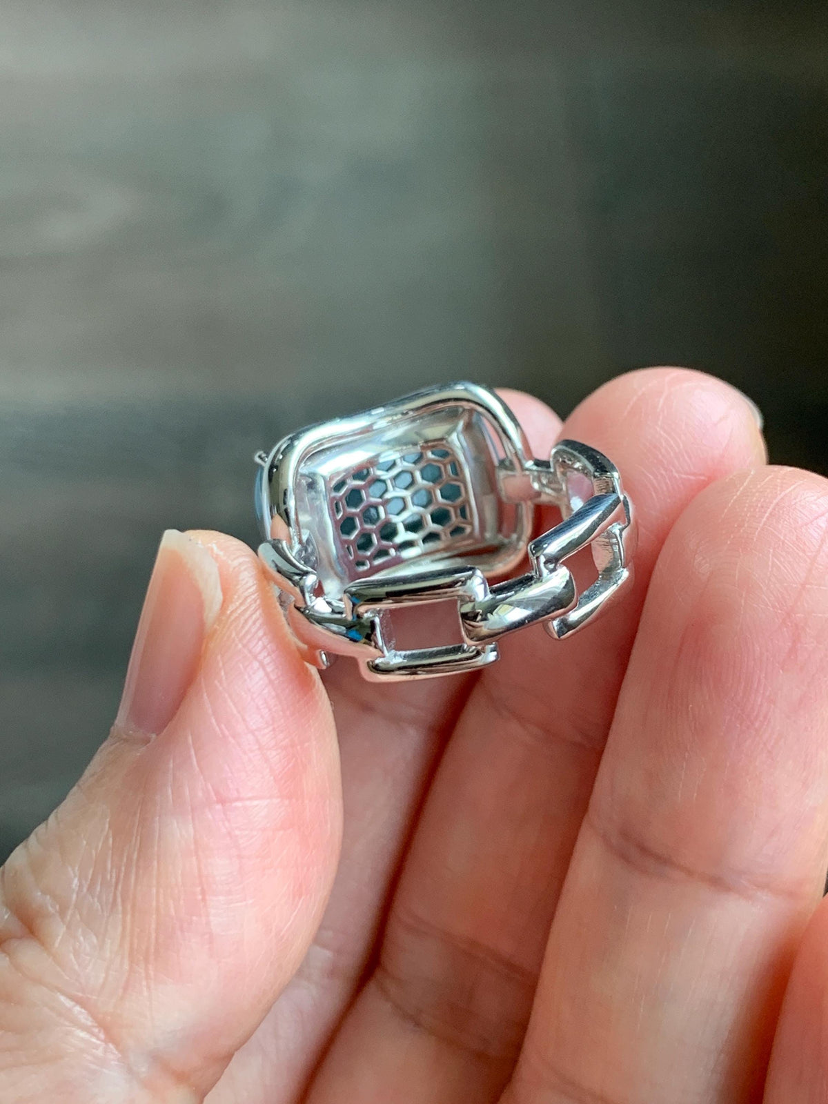 Certified Natural Grade A Guatemalan Icy Dusty Blueberry Blue Jade Jadeite Saddle Ring Sterling Silver Size 7.5 US 7.9g 天然冰危蓝莓翡翠马鞍戒指 1040