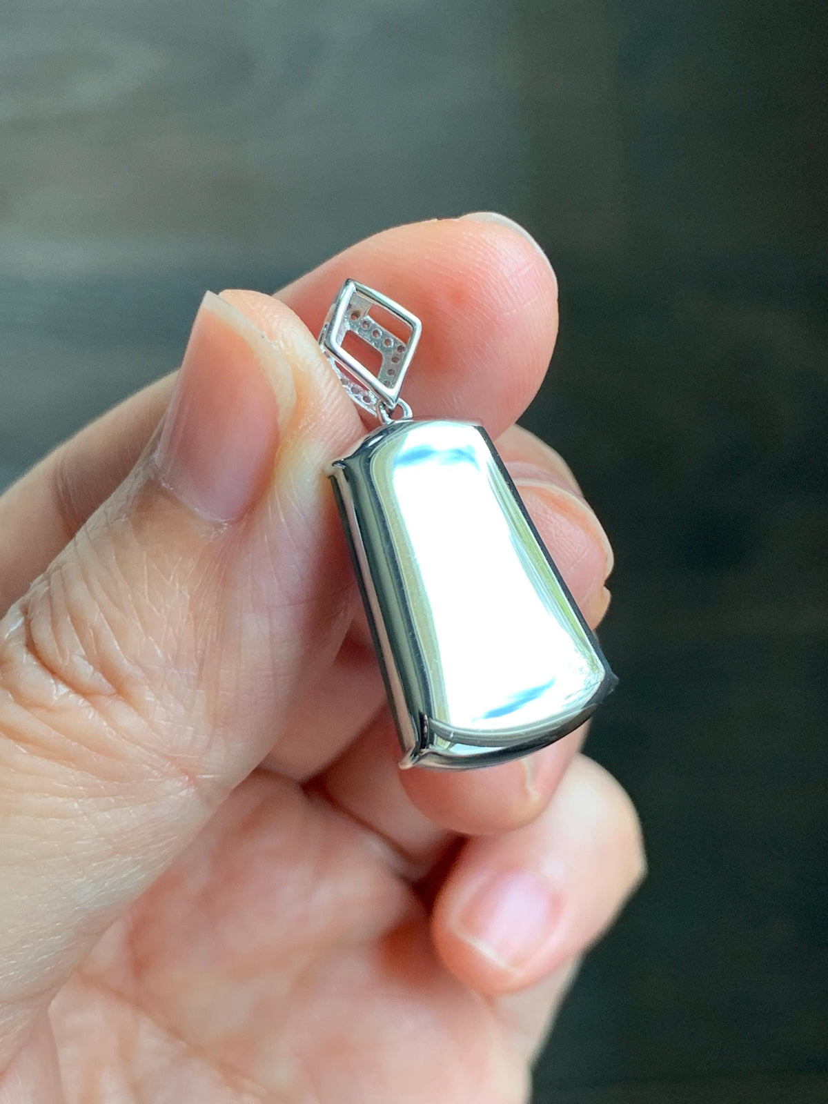 Certified Natural Grade A Guatemalan Icy Translucent Vibrant Green Jade Jadeite Wu Shi Pai Pendant Sterling Silver 3.83g 天然冰危绿翡翠无事牌镶嵌吊坠 1008