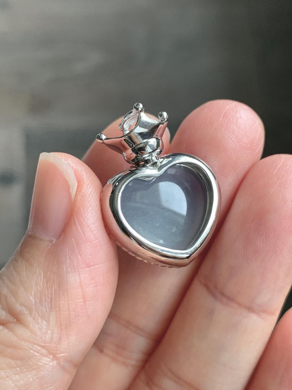 Certified Natural Grade A Icy Translucent Pale Purple Jade Jadeite Heart Pendant Crown Design Sterling Silver 5.73g 天然冰紫底翡翠爱心皇冠镶嵌吊坠 1005