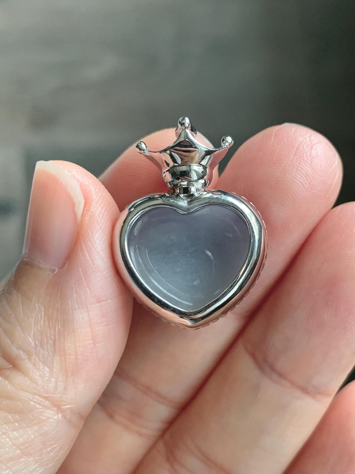 Certified Natural Grade A Icy Translucent Pale Purple Jade Jadeite Heart Pendant Crown Design Sterling Silver 5.73g 天然冰紫底翡翠爱心皇冠镶嵌吊坠 1005