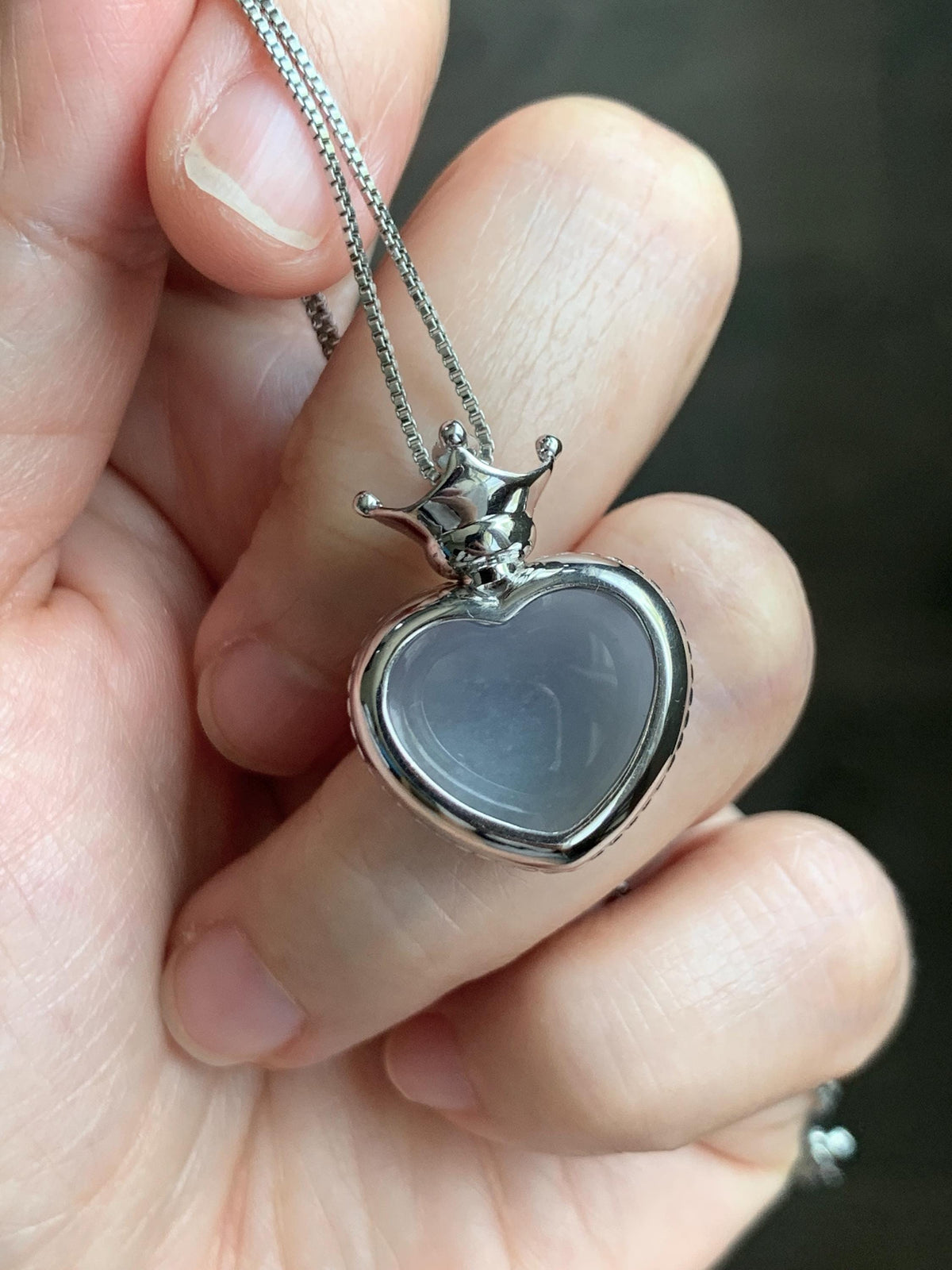 Certified Natural Grade A Icy Translucent Pale Purple Jade Jadeite Heart Pendant Crown Design Sterling Silver 5.73g 天然冰紫底翡翠爱心皇冠镶嵌吊坠 1005