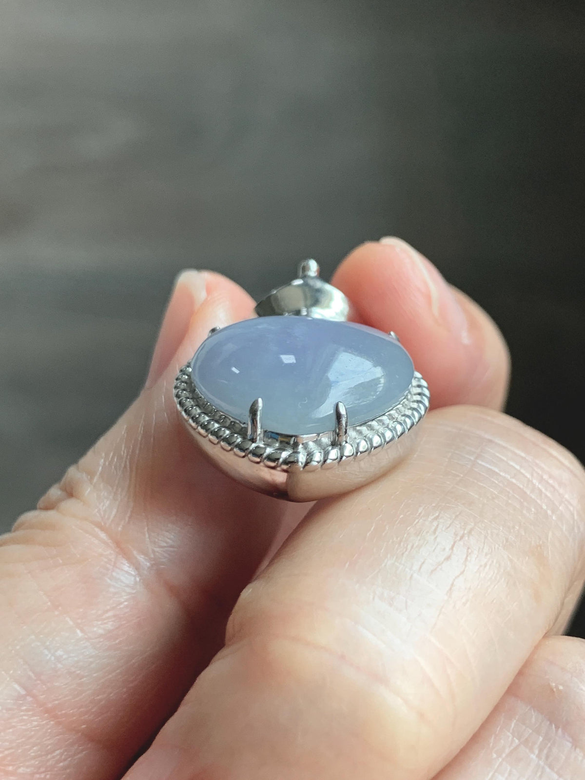 Certified Natural Grade A Icy Translucent Pale Purple Jade Jadeite Heart Pendant Crown Design Sterling Silver 5.73g 天然冰紫底翡翠爱心皇冠镶嵌吊坠 1005