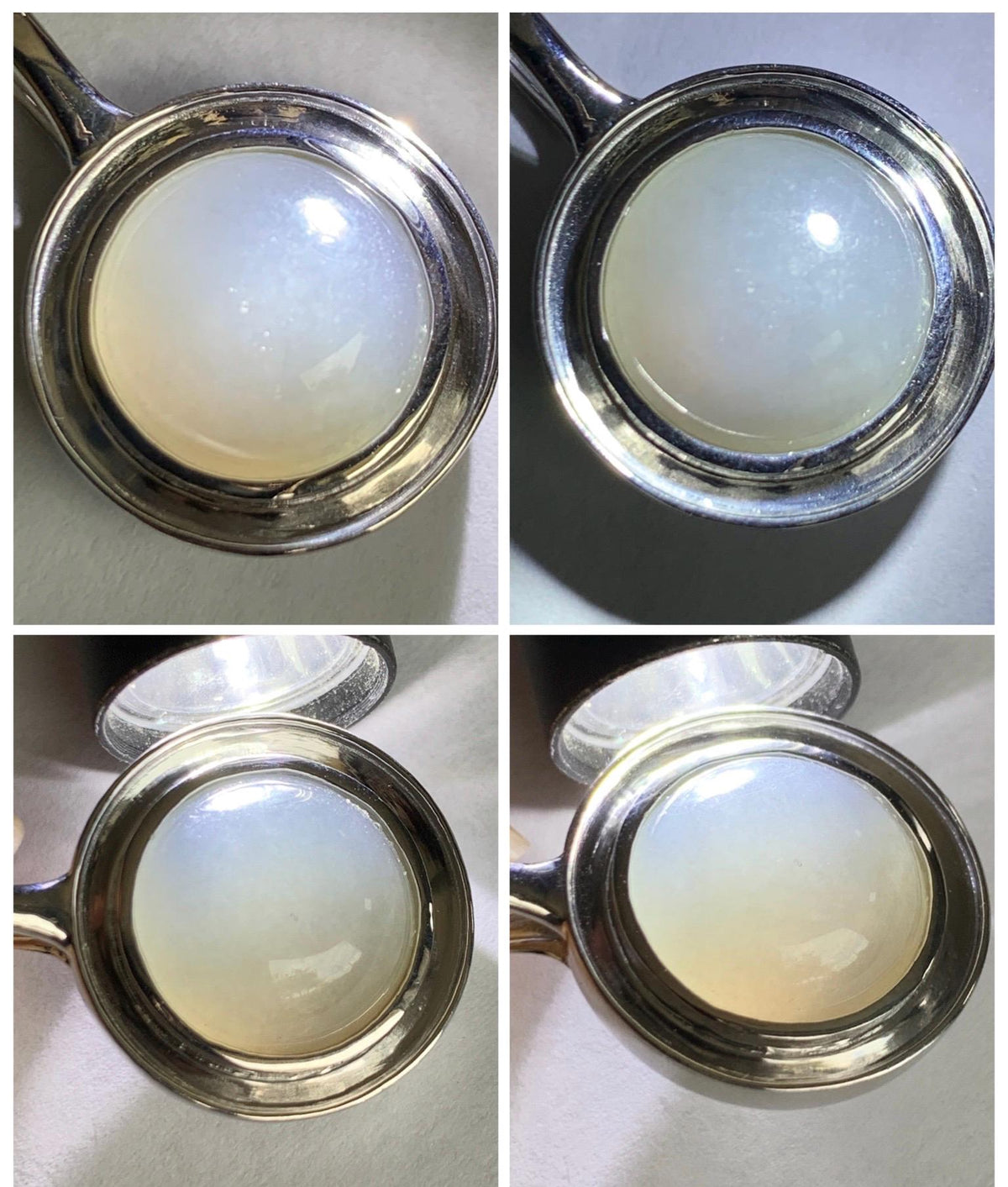Certified Natural Grade A Icy Translucent Light Gray Wuji Jade Jadeite Round Pendant Sterling Silver 6.85g 天然冰胶紫底乌鸡翡翠镶嵌吊坠 1003