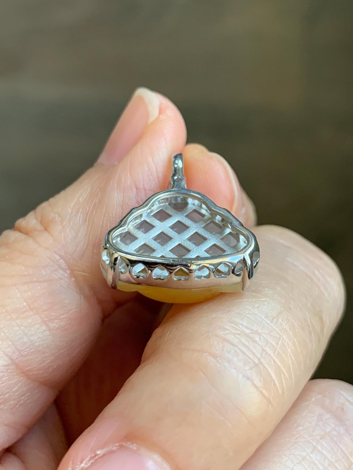 Certified Natural Grade A Icy Translucent White Yellow Marbled Bicolored Jade Jadeite Buddha Petite Pendant Sterling Silver 天然白冰撒金翡翠佛公吊坠1014
