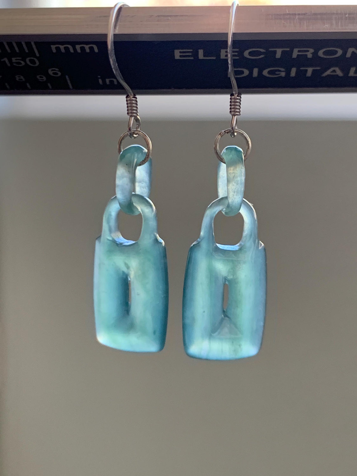 Natural Grade A Guatemalan Icy Dark Teal Green Jade Jadeite w/ Interlocking Rings Dangle Earrings Sterling Silver 天然冰危深蓝绿翡翠环环相扣耳钩 WHH220A