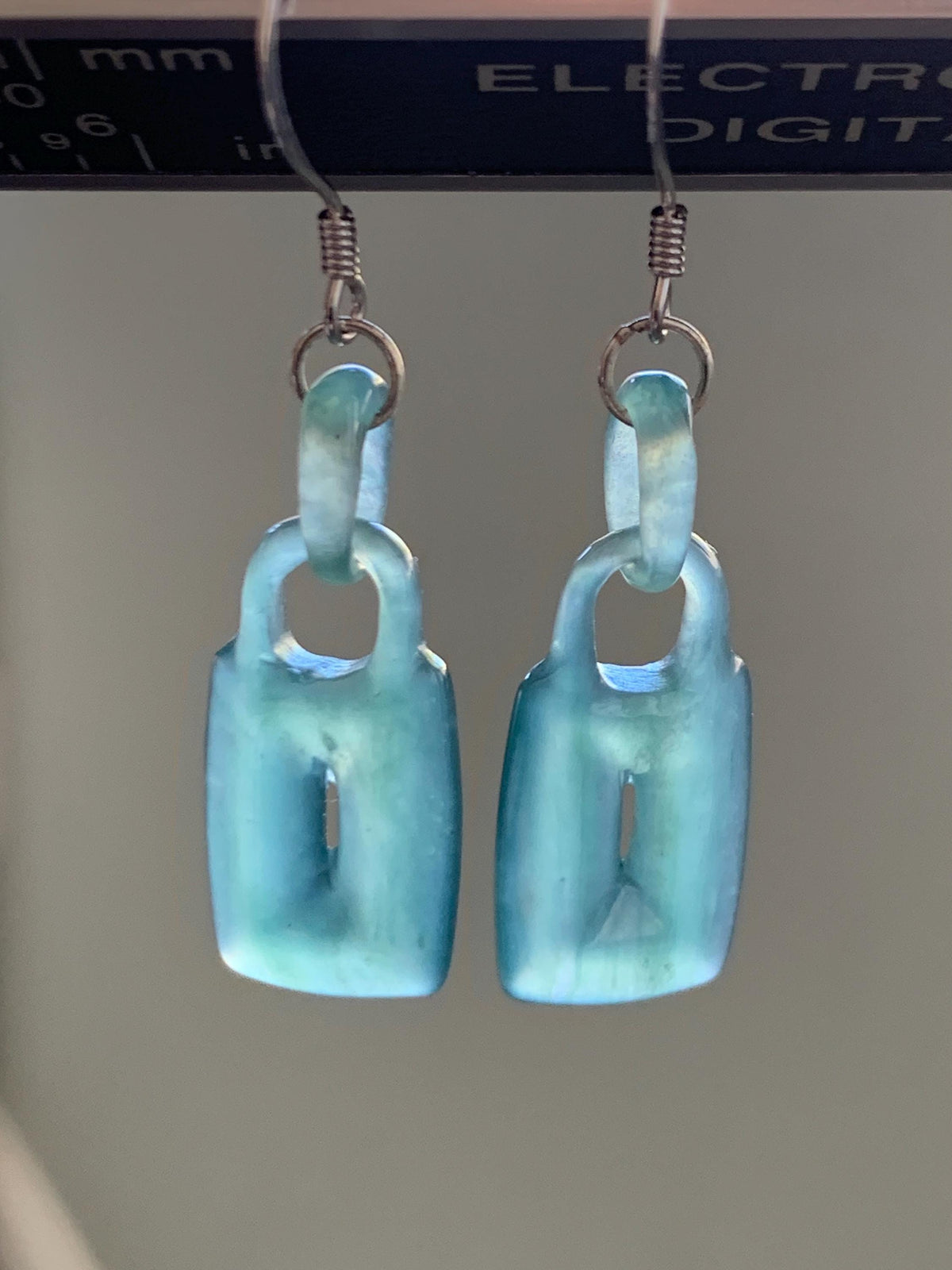 Natural Grade A Guatemalan Icy Dark Teal Green Jade Jadeite w/ Interlocking Rings Dangle Earrings Sterling Silver 天然冰危深蓝绿翡翠环环相扣耳钩 WHH220A
