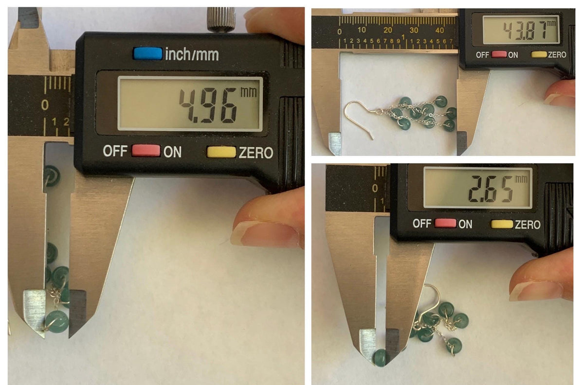 Natural Grade A Guatemalan Icy Translucent Dusty Teal Blue Jade Jadeite Flat Beads Dangle Earrings Sterling Silver 天然冰危蓝绿翡翠算盘珠耳钩 SGY88A