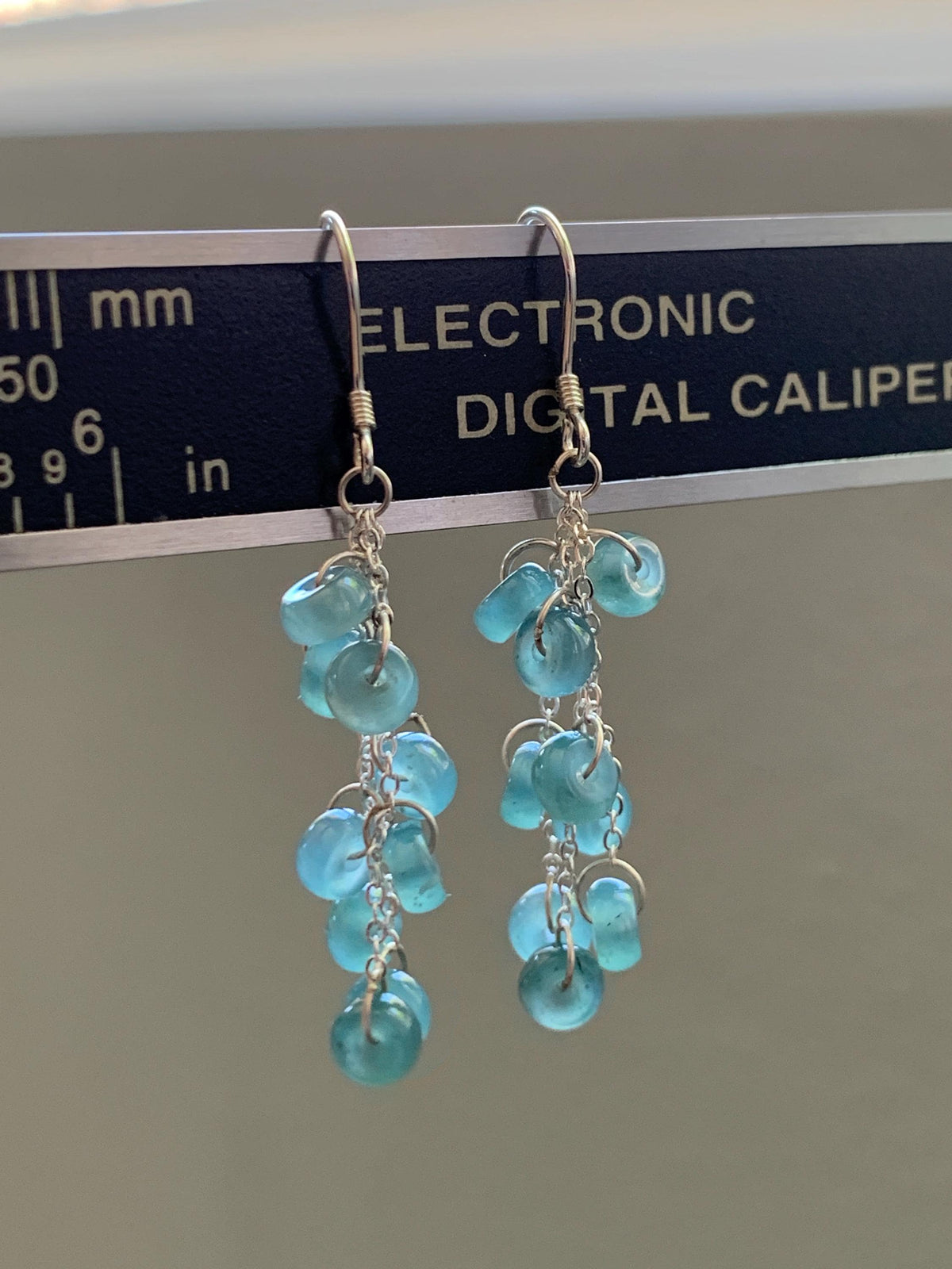Natural Grade A Guatemalan Icy Translucent Dusty Teal Blue Jade Jadeite Flat Beads Dangle Earrings Sterling Silver 天然冰危蓝绿翡翠算盘珠耳钩 SGY88A