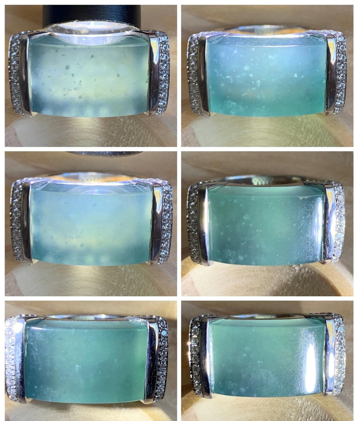 Certified Natural Grade A Guatemalan Icy Translucent Teal Blue Jade Jadeite Saddle Ring Sterling Silver Size 7.25 US 13.66g 天然冰危蓝翡翠马鞍戒指 1023
