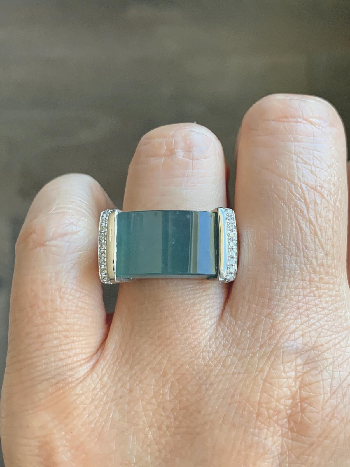 Certified Natural Grade A Guatemalan Icy Translucent Teal Blue Jade Jadeite Saddle Ring Sterling Silver Size 7.25 US 13.66g 天然冰危蓝翡翠马鞍戒指 1023