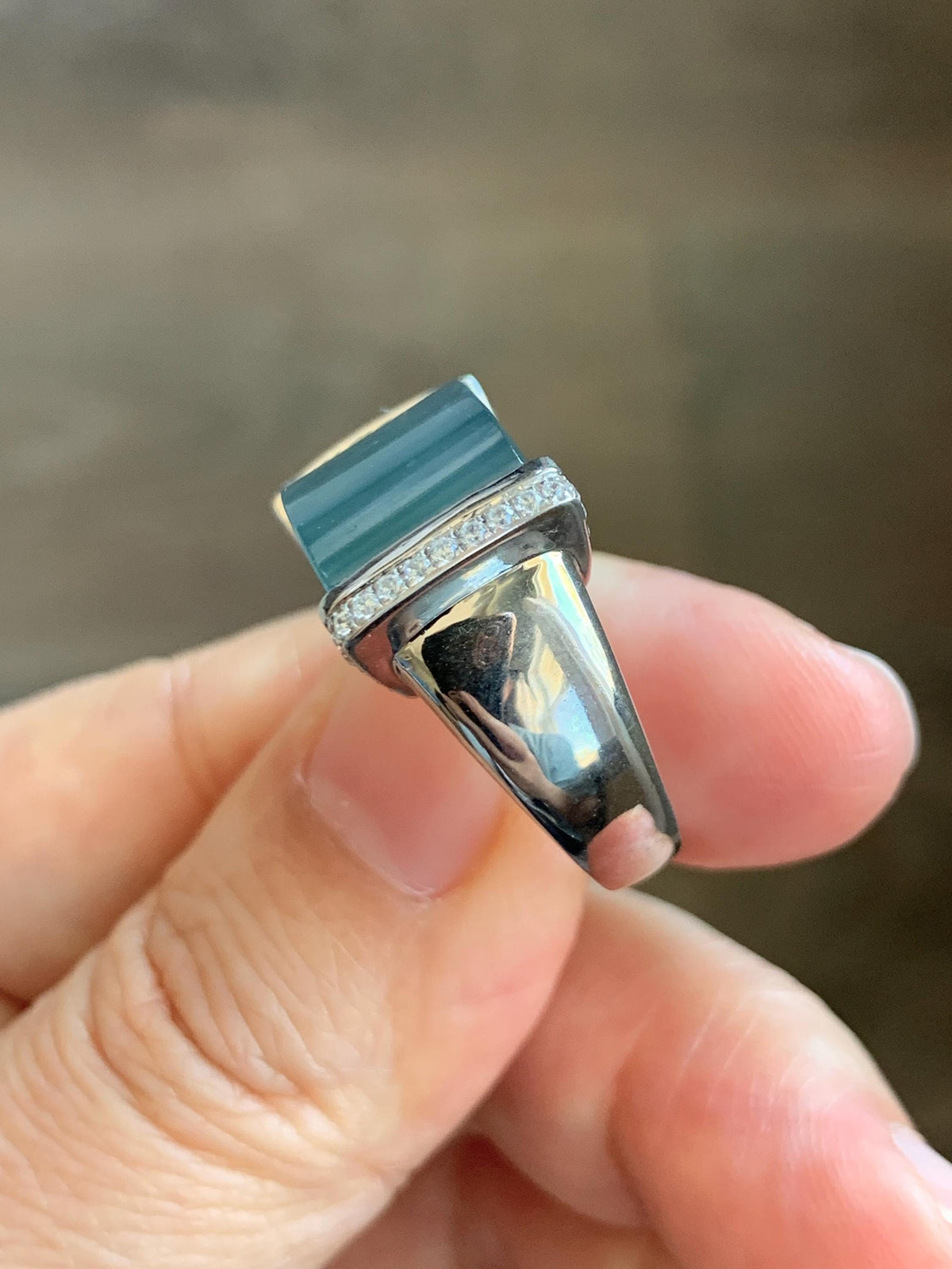 Certified Natural Grade A Guatemalan Icy Translucent Teal Blue Jade Jadeite Saddle Ring Sterling Silver Size 7.25 US 13.66g 天然冰危蓝翡翠马鞍戒指 1023