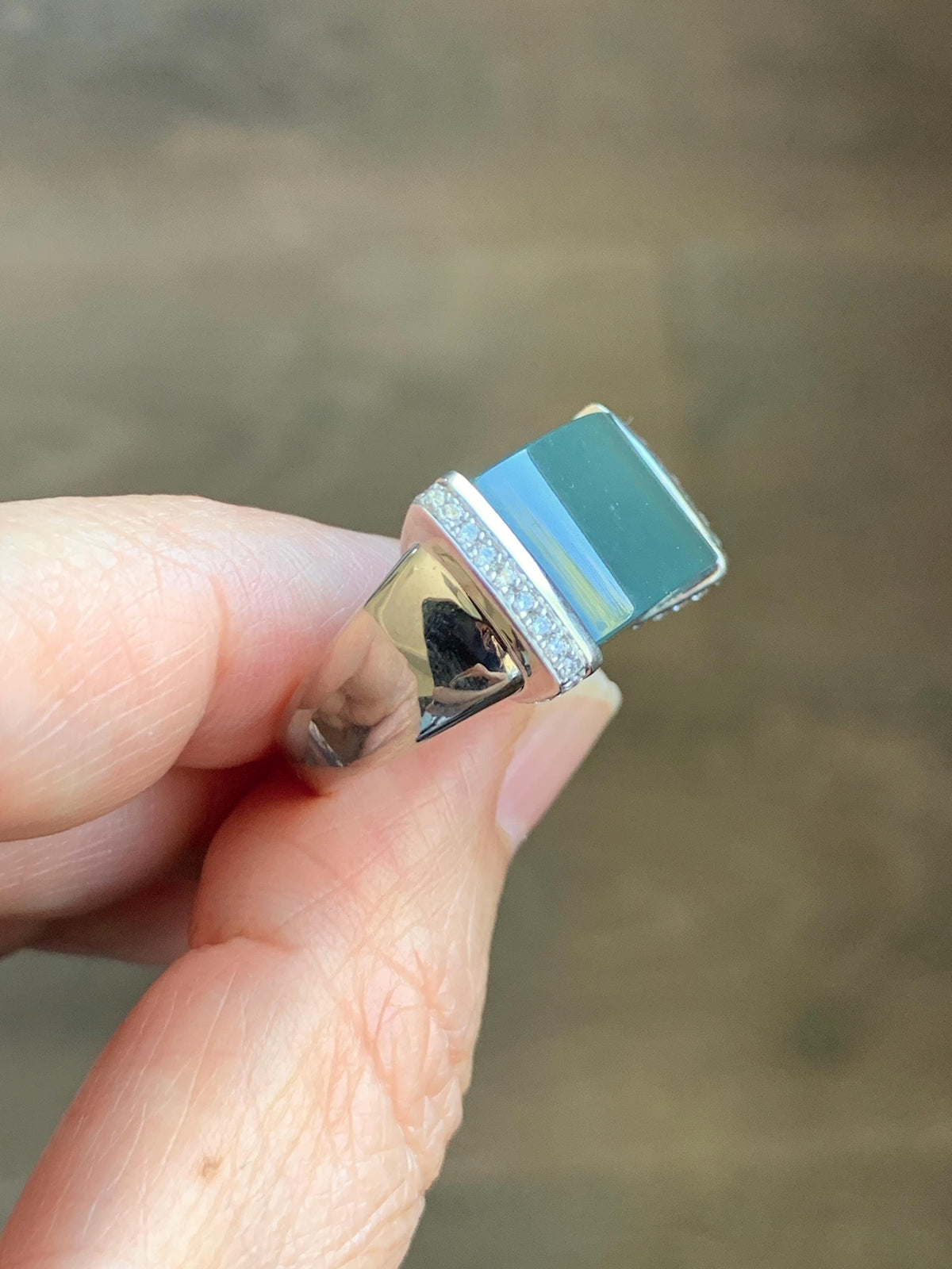 Certified Natural Grade A Guatemalan Icy Translucent Teal Blue Jade Jadeite Saddle Ring Sterling Silver Size 7.25 US 13.66g 天然冰危蓝翡翠马鞍戒指 1023