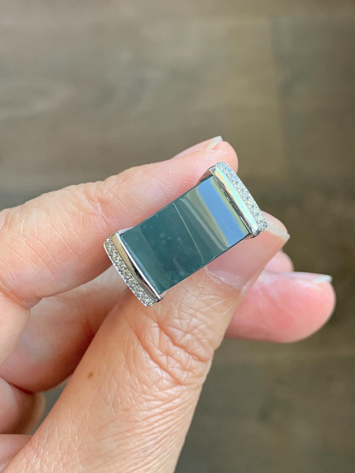 Certified Natural Grade A Guatemalan Icy Translucent Teal Blue Jade Jadeite Saddle Ring Sterling Silver Size 7.25 US 13.66g 天然冰危蓝翡翠马鞍戒指 1023