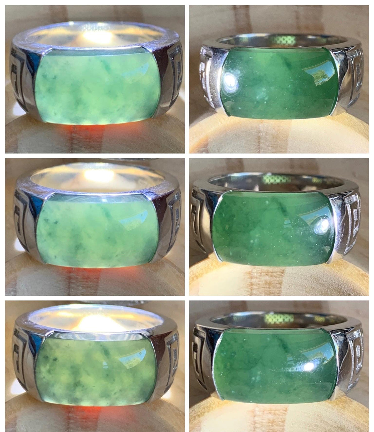 Certified Natural Grade A Guatemalan Icy Teal Green Marbled Jade Jadeite Saddle Ring Sterling Silver Size 6.75 US 9.34g 天然冰危蓝绿飘花翡翠马鞍戒指 1017