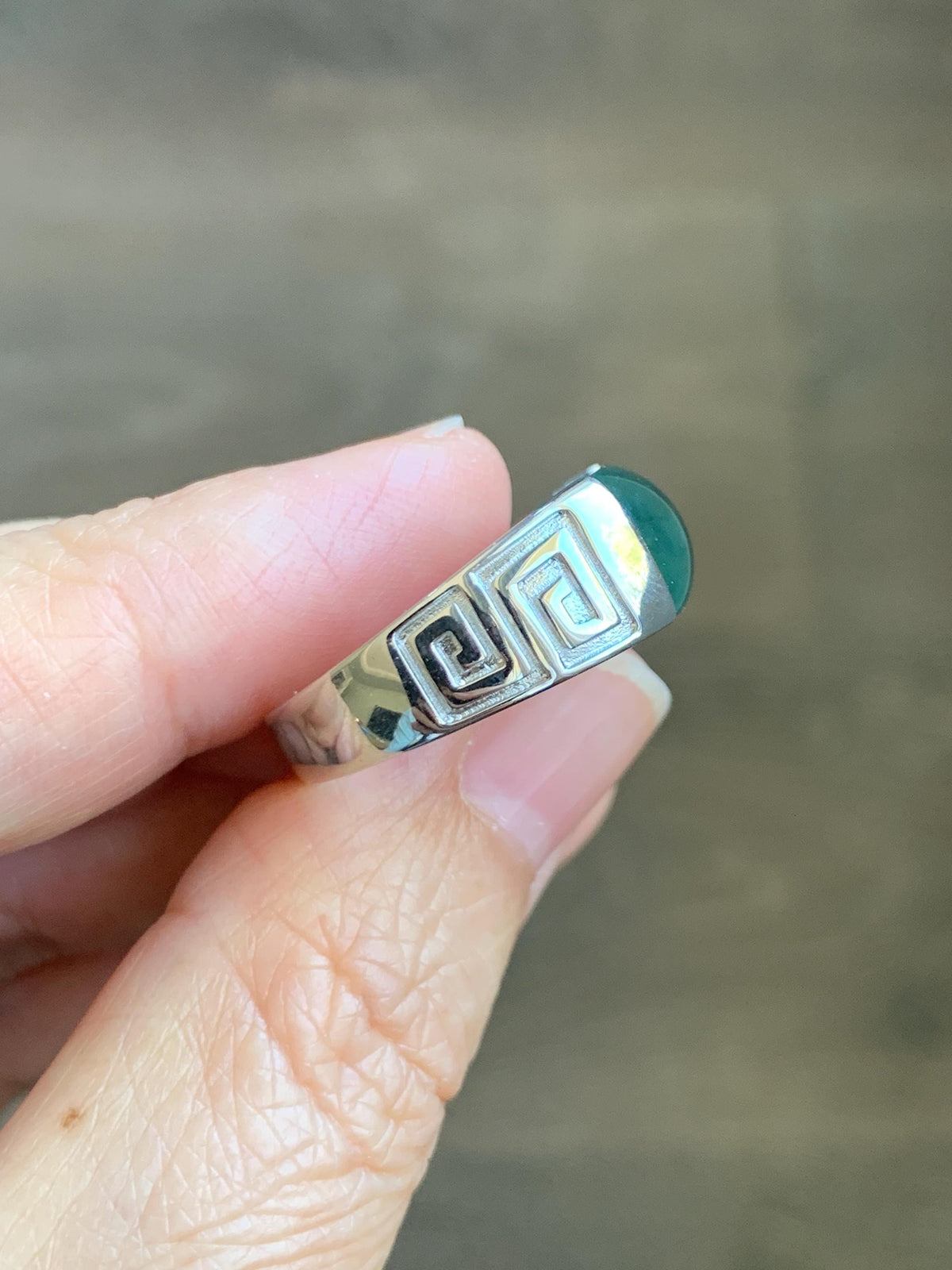 Certified Natural Grade A Guatemalan Icy Teal Green Marbled Jade Jadeite Saddle Ring Sterling Silver Size 6.75 US 9.34g 天然冰危蓝绿飘花翡翠马鞍戒指 1017