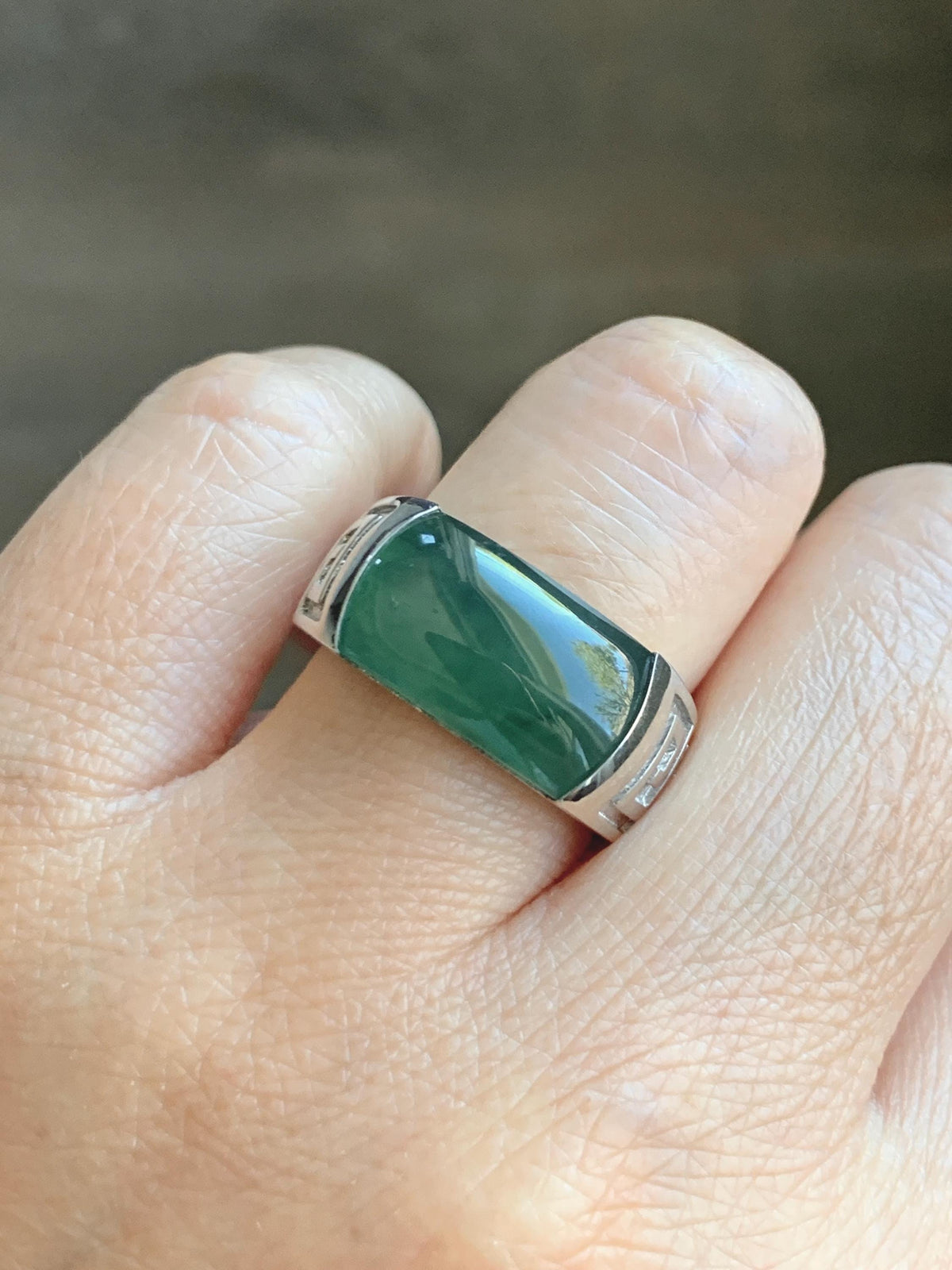 Certified Natural Grade A Guatemalan Icy Teal Green Marbled Jade Jadeite Saddle Ring Sterling Silver Size 7.75 US 9.99g天然冰危蓝绿飘花翡翠马鞍戒指 1025