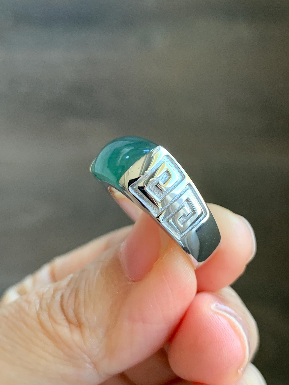 Certified Natural Grade A Guatemalan Icy Teal Green Marbled Jade Jadeite Saddle Ring Sterling Silver Size 7 US 9.31g 天然冰危蓝绿飘花翡翠马鞍戒指 1026