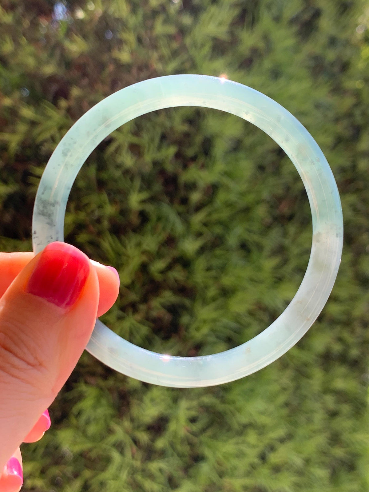 Certified Natural Grade A Guatemalan Icy Translucent Dusty Teal Green Wuji Jade Jadeite Bangle Bracelet 57.8mm 7.14” 27g 天然冰危暗蓝绿翡翠圆条手镯 977