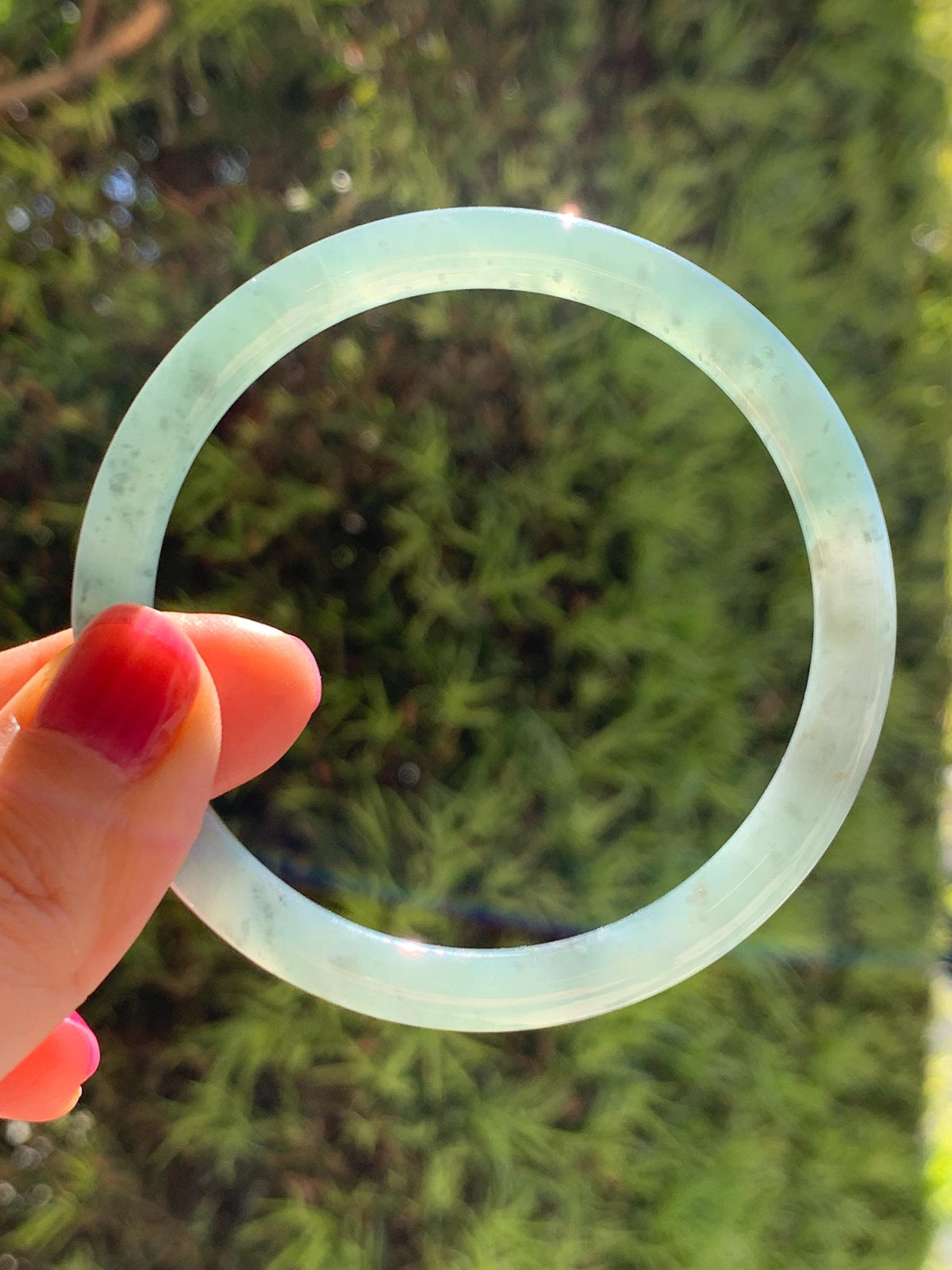 Certified Natural Grade A Guatemalan Icy Translucent Dusty Teal Green Wuji Jade Jadeite Bangle Bracelet 57.8mm 7.14” 27g 天然冰危暗蓝绿翡翠圆条手镯 977