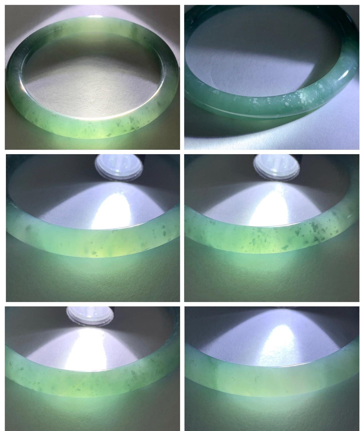 Certified Natural Grade A Guatemalan Icy Translucent Dusty Teal Green Jade Jadeite Bangle Bracelet 54.4mm 6.73” 26g 天然冰危蓝绿翡翠圆条手镯 983