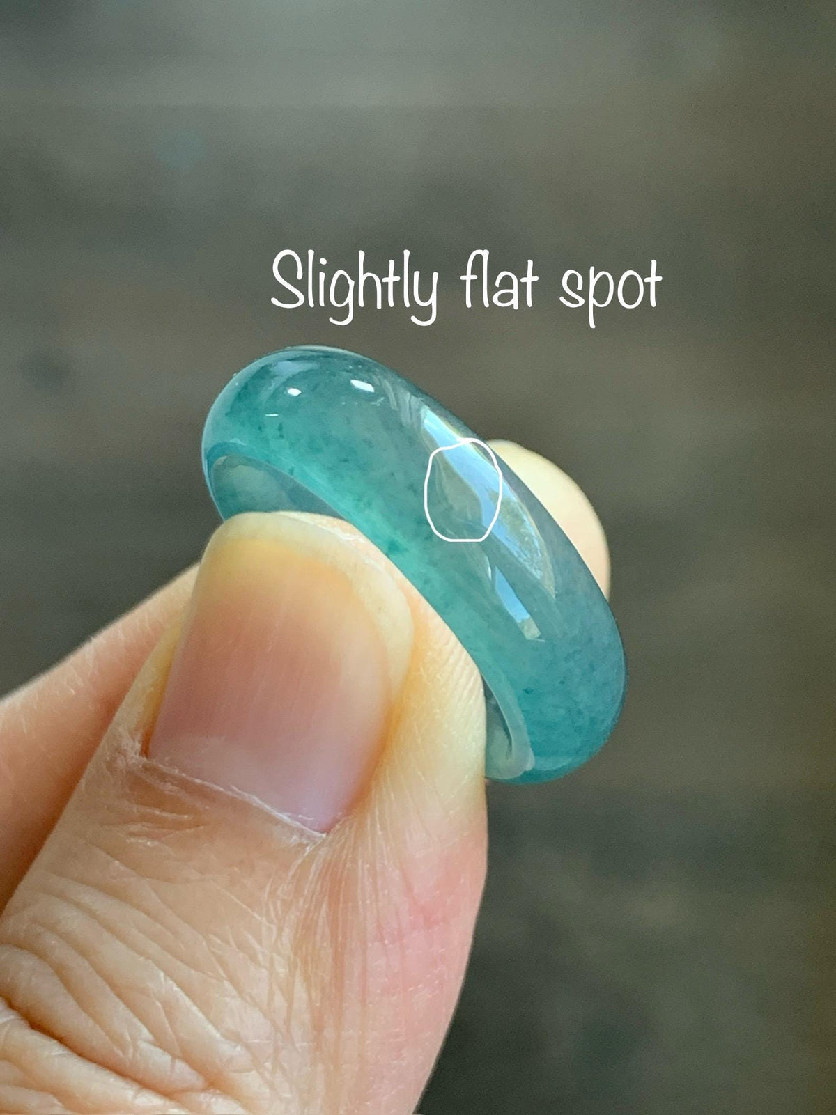 Natural Guatemalan Grade A Icy Translucent Teal Blue Jade Jadeite Jieyang Band Ring Comfort Fit Size 6 US 4g 天然冰胶危蓝翡翠揭阳工戒圈 WJY420C