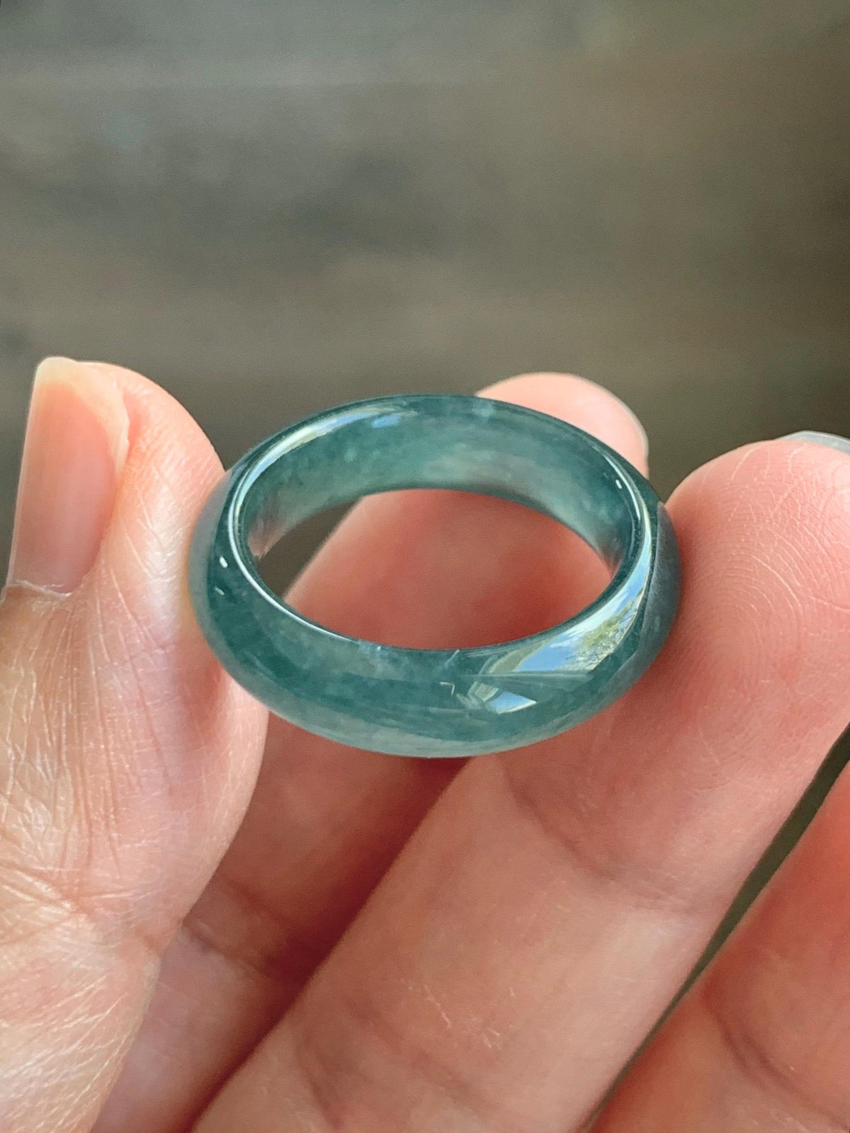 Natural Guatemalan Grade A Icy Translucent Teal Blue Jade Jadeite Jieyang Band Ring Comfort Fit Size 8 US 5g 天然冰胶危蓝翡翠揭阳工戒圈 WJY420B