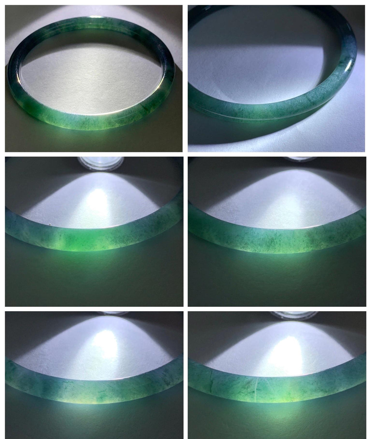 Certified Natural Grade A Guatemalan Icy Highly Translucent Dark Teal Blue Jade Jadeite Slim Bangle 58.23mm 7.2” 17g 天然冰胶危深蓝绿翡翠细圆条手镯 987