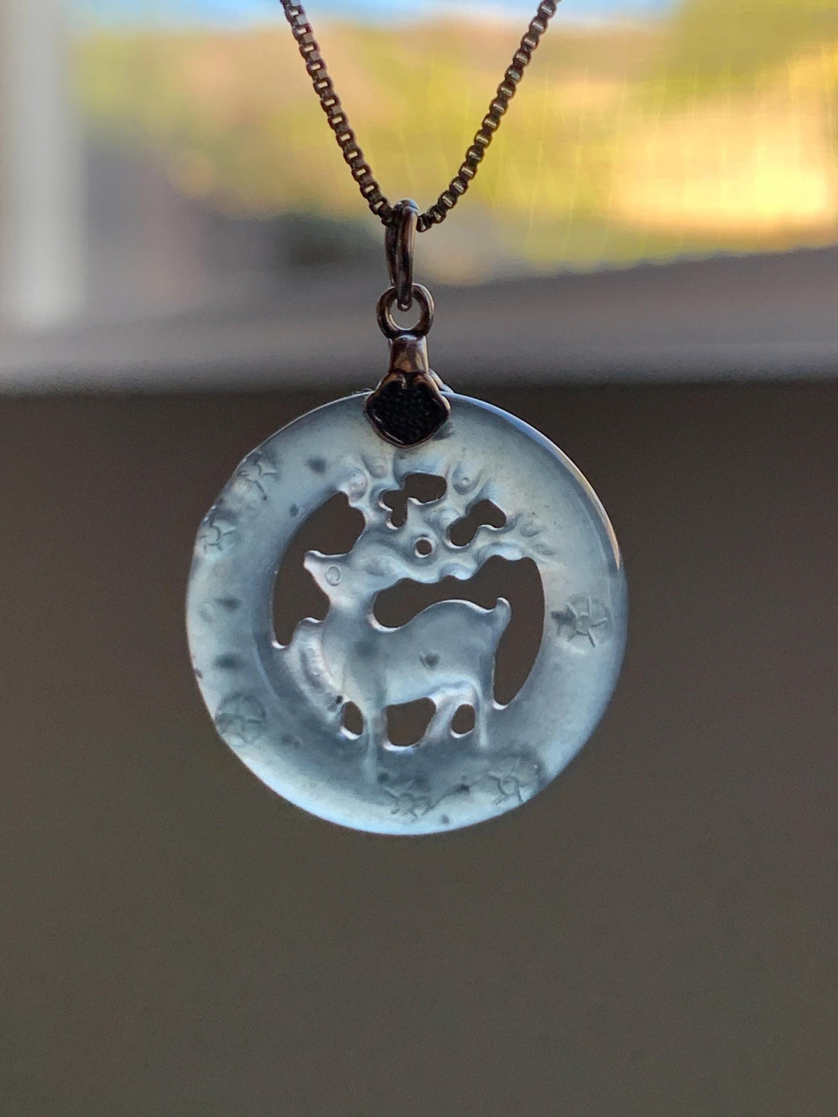 Natural Guatemalan Icy Highly Translucent Pastel Blue Wuji Jade Jadeite Deer Pendant Sterling Silver 3g 天然冰危起光乌鸡翡翠梅花鹿吊坠 WXL70