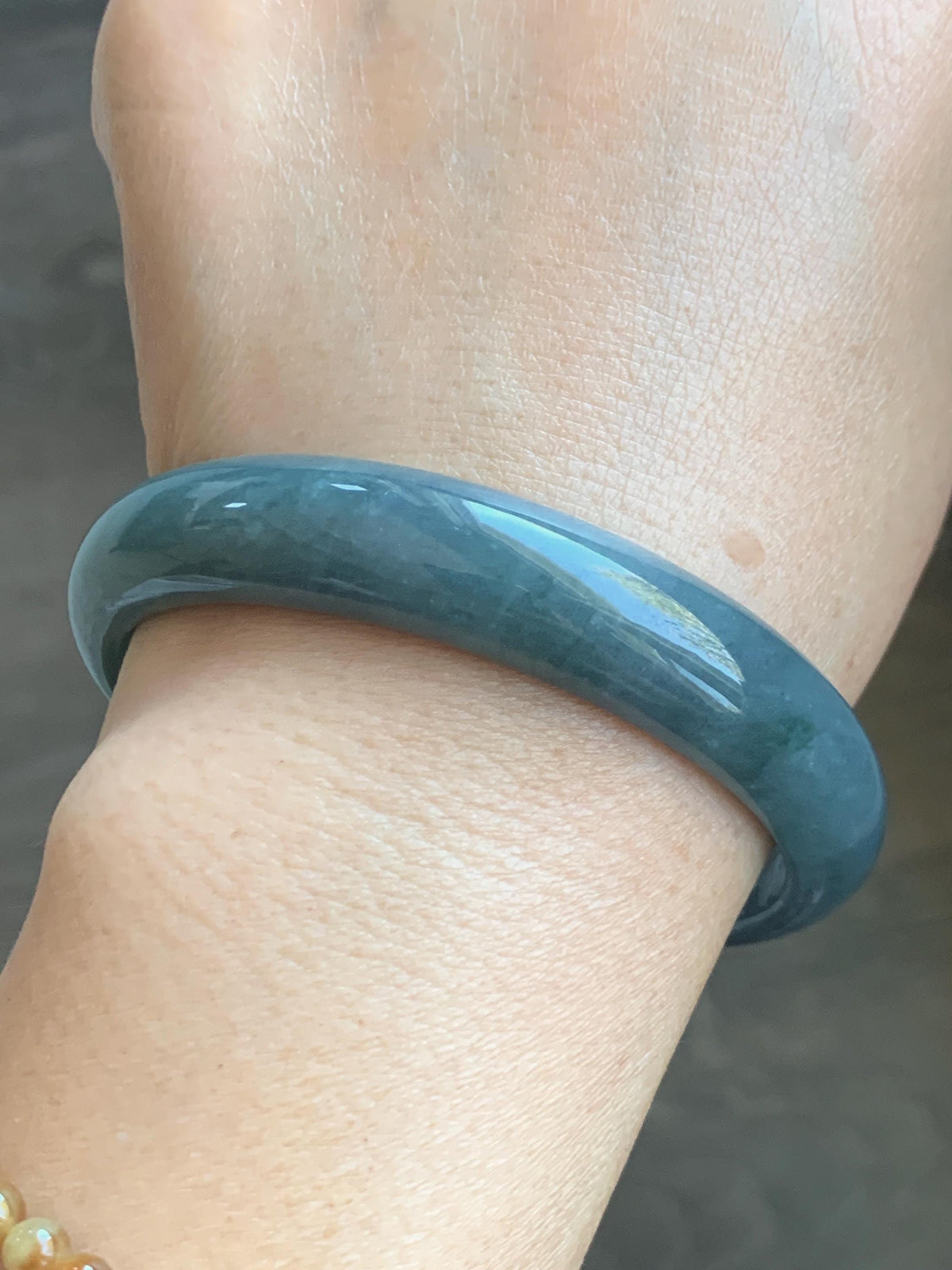 Certified Natural Grade A Guatemalan Icy Dusty Teal Blue & Green Marbled Jade Jadeite Wide Bangle Bracelet 58.3mm 7.2” 46g 天然冰危蓝飘绿翡翠正圈手镯 939